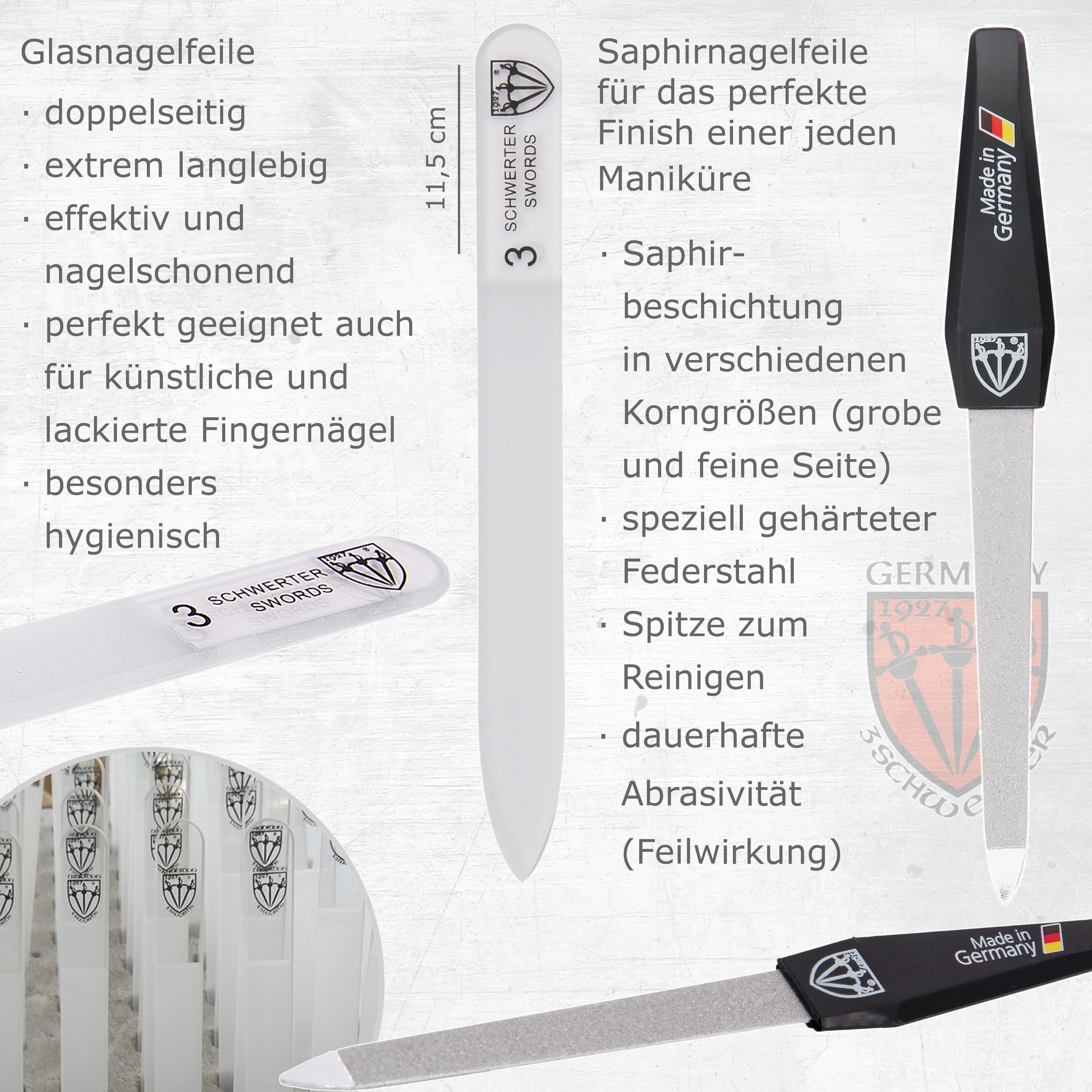 3 SCHWERTER Maniküre-Etui Nagelpflege, Maniküre Set "Roma" mit Etui, 8 tlg., hochwertiges Nagelset, Made in Germany