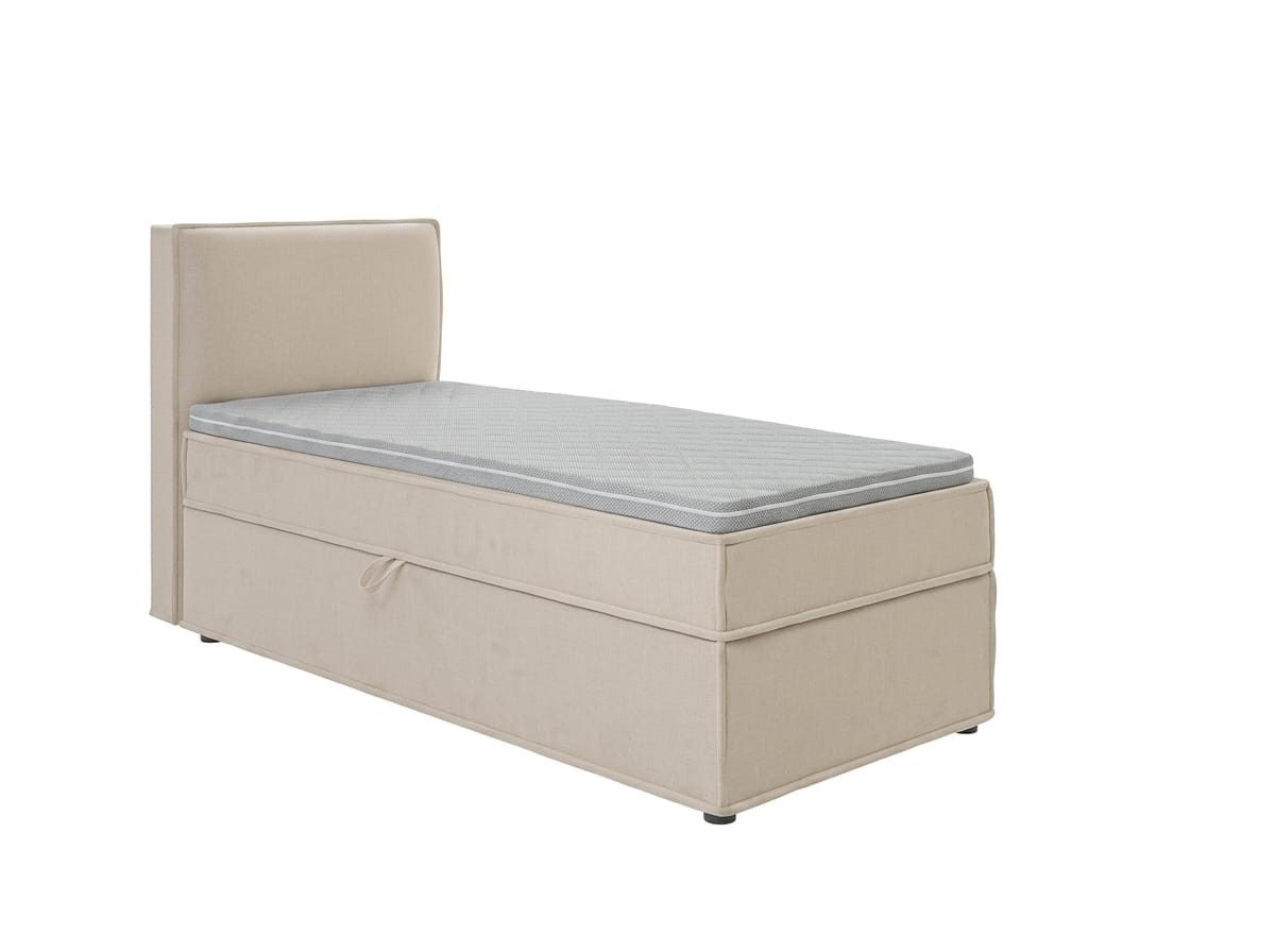 JVmoebel Boxspringbett Beiges Boxspringbett 90×200 mit Matratze und Stauraum, Made in Europa