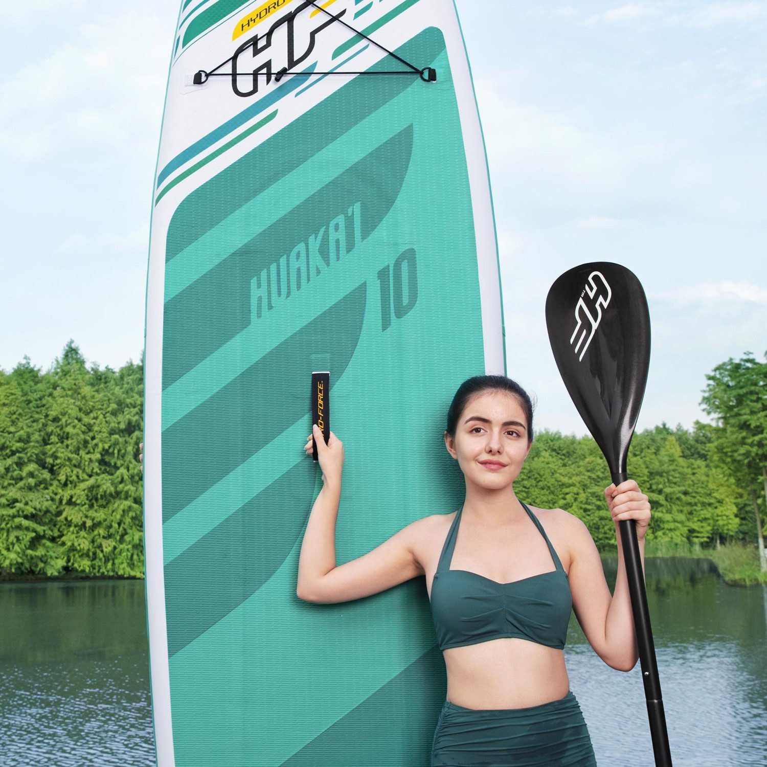 Bestway SUP-Board Hydro Force® HuaKa'i, Allround, (Set, Inkl. Handpumpe, Paddel, Transportrucksack, Coil-Leash), 305 x 84 x 15 cm