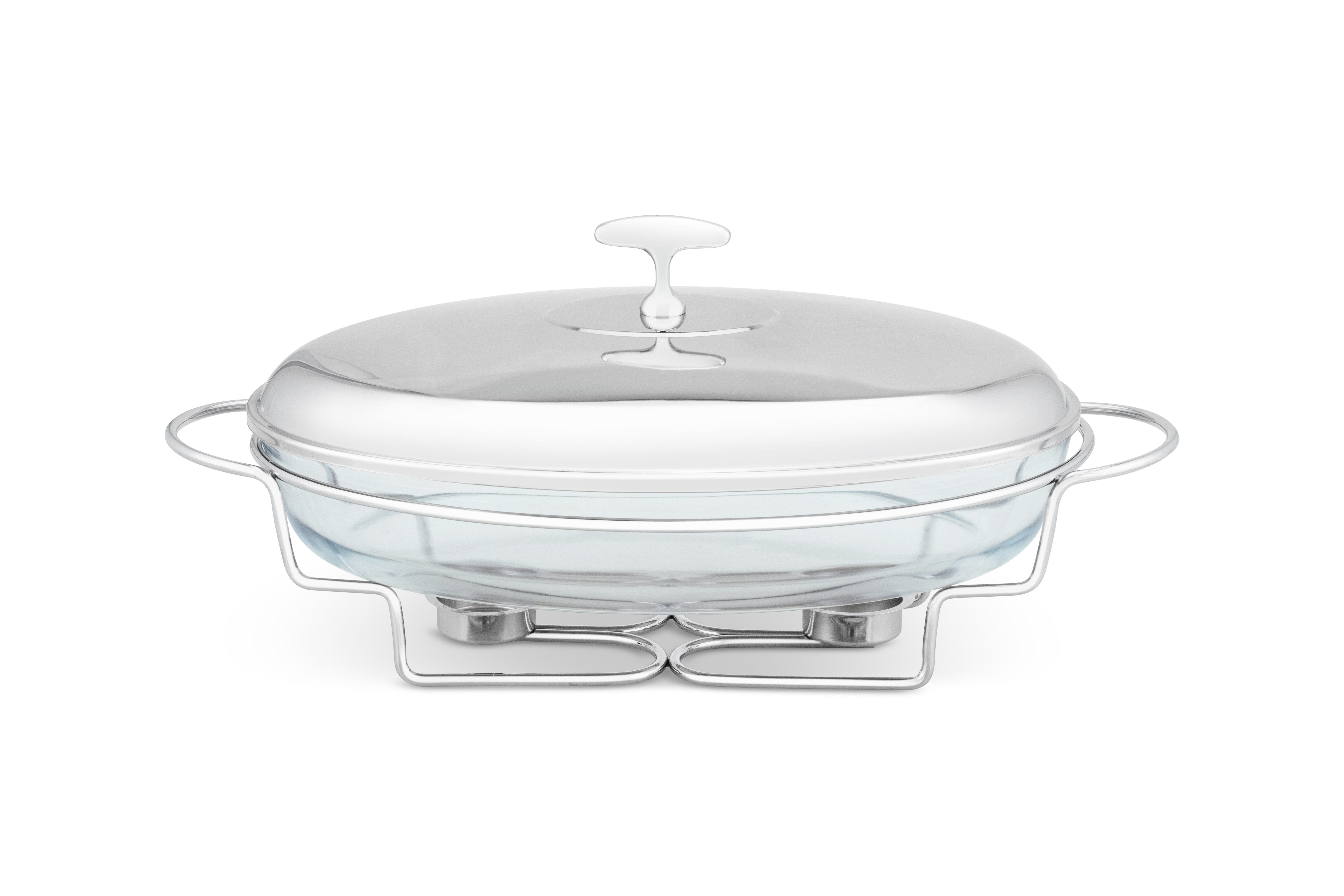 Edenberg Подогреватели Speisenwärmer Gehärtetes Glas Edelstahl Warmhaltebehälter Catering, (Dieser stilvolle Kerzenwärmer ist die perfekte Lösung, um Ihre Speisen bei verschiedensten Anlässen und Feierlichkeiten stets warm und einladend zu servieren., 2-tlg., Eine ideale Geschenkidee! Sehr hochwertig)