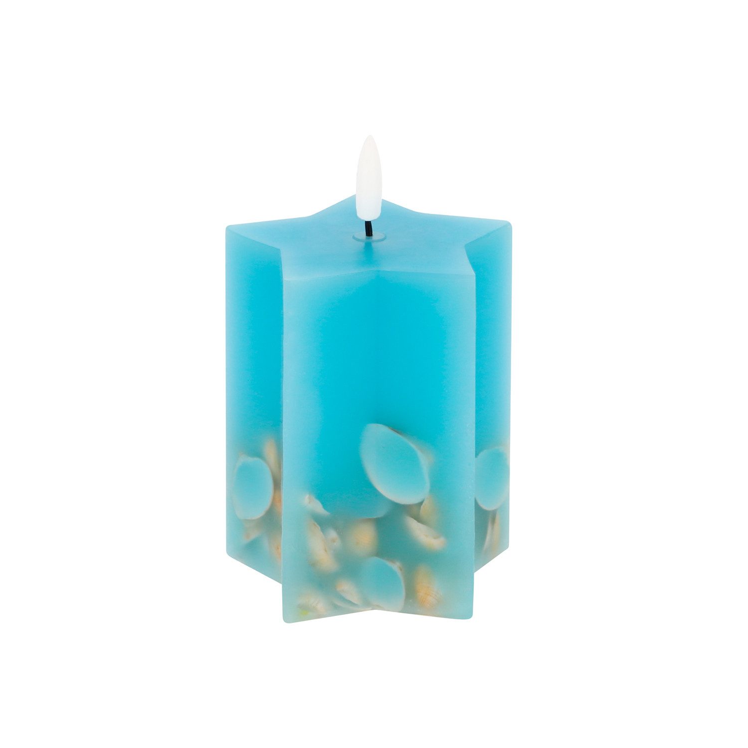 LED-Kerze LED Universum - LED Wachskerze "Shelly Star" blau 10cm Sternform