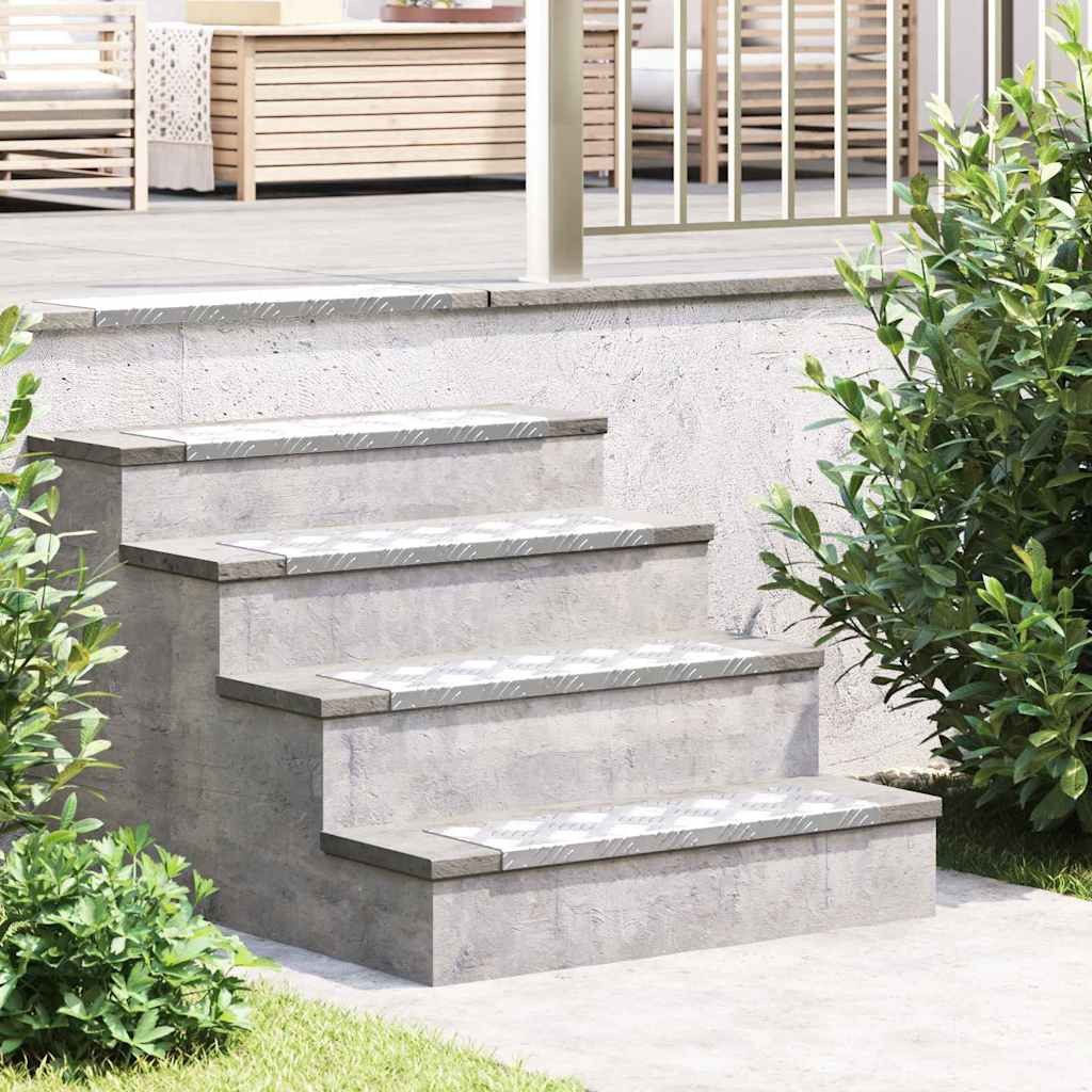 vidaXL Stufenmatte Treppe Tritt 10 stk. 60 x 18 x 2,5 cm Silber Aluminium, Rechteckig, Höhe: 2.5 mm