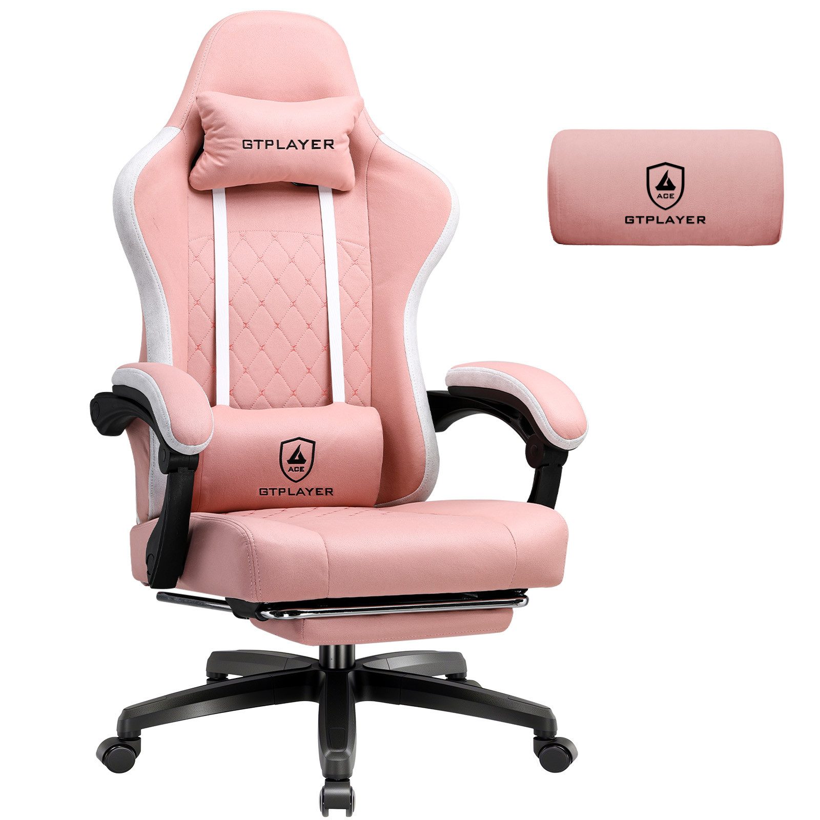 GTPLAYER Gaming-Stuhl Gaming Stuhl Stoff, Gaming Sessel mit Taschenfederkissen, Drehstuhl, Gamer Stuhl mit Fußstütze150 kg