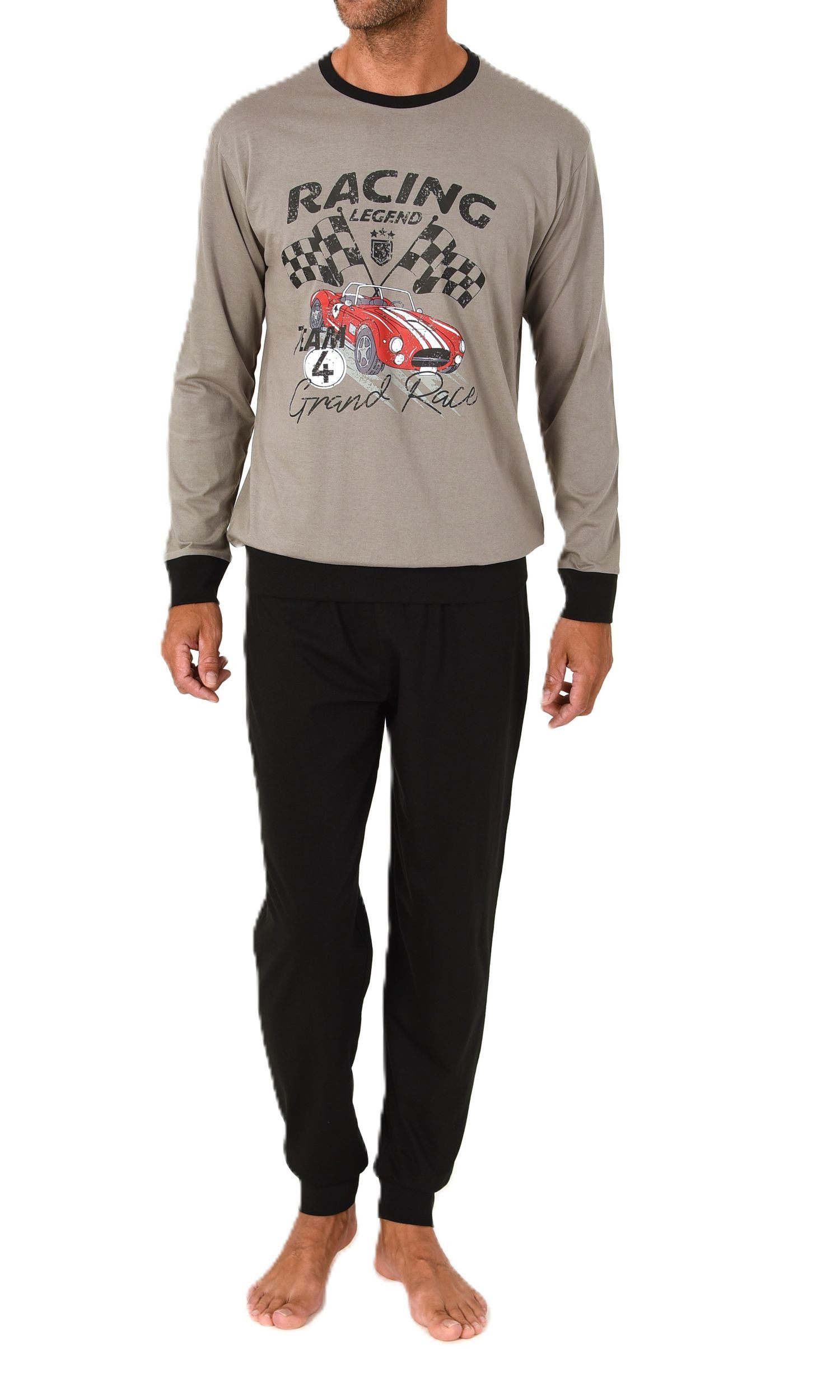 Normann Pyjama Normann Herren langarm Schlafanzug Pyjama mit Frontprint