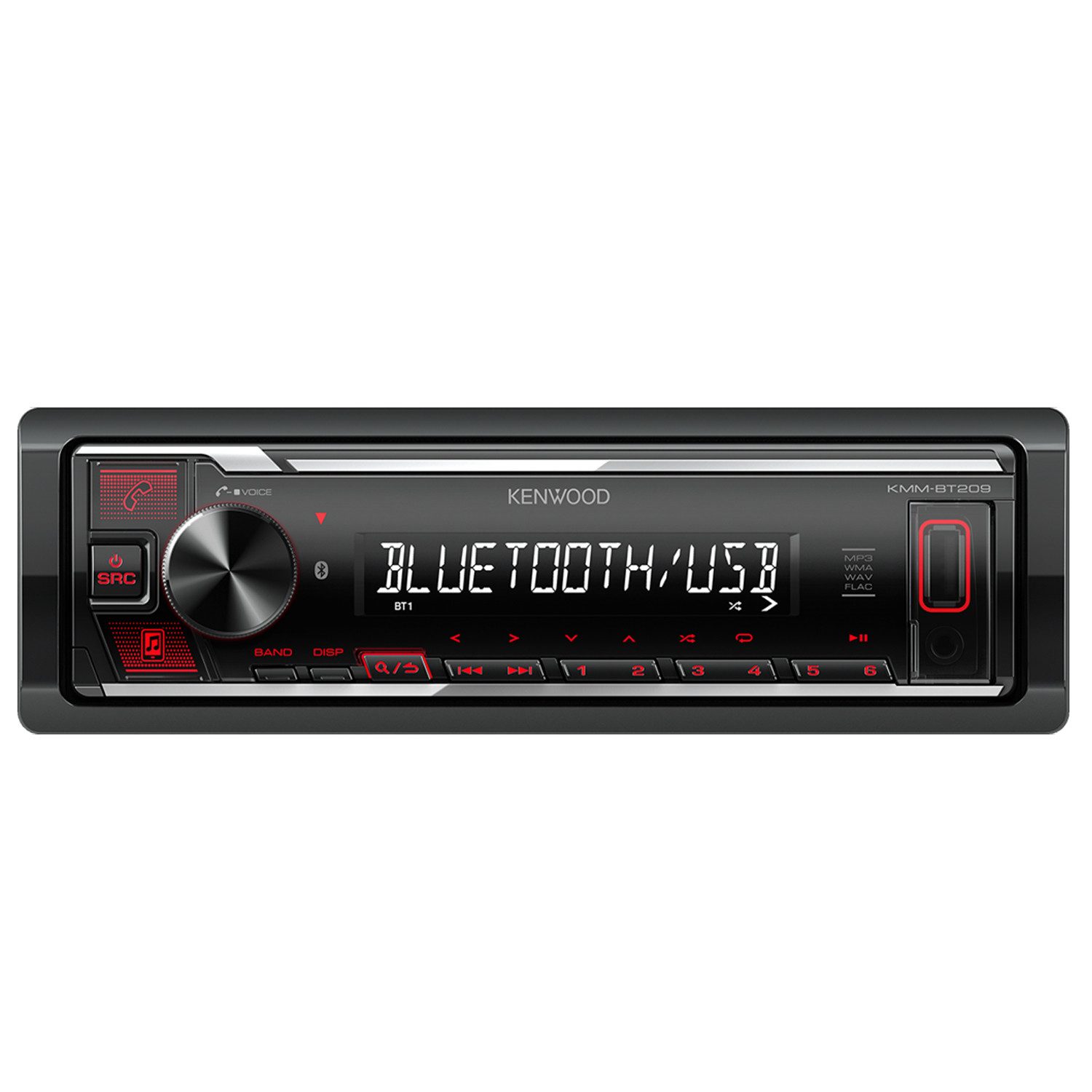 KENWOOD KMM-BT209 Bluetooth / MP3 / USB / Short Body 1 DIN Autoradio (RDS, AM/FM Radio, Animiertes Display, Freisprecheinrichtung, 1 DIN)