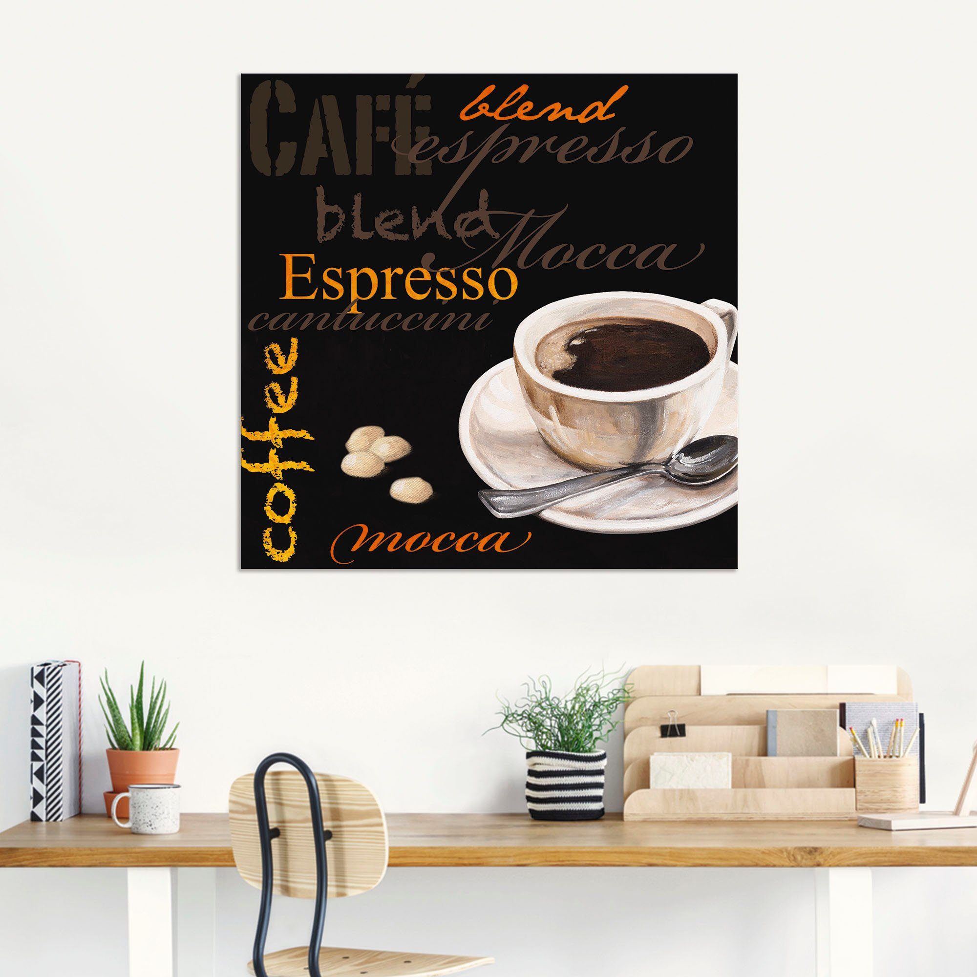 in Größen Alubild, Wandaufkleber Artland Espresso - Wandbild Leinwandbild, oder (1 St), Bilder versch. Poster Kaffee, Kaffee als