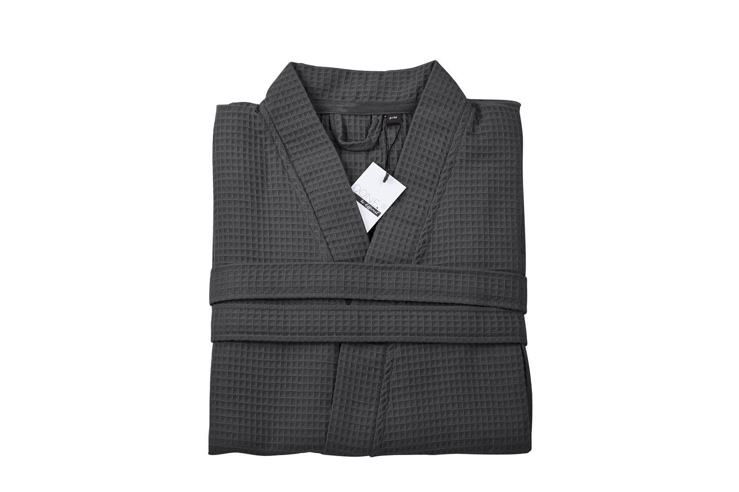 done.® Unisex-Bademantel Leichte Waffel-Piqué Bademäntel mit Schalkragen Ta günstig online kaufen
