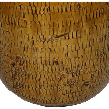 Engelnburg Dekovase Hochwertige Blumenvase Vase Keramik Handgefertigt Gelb 22x22x36cm (kein Set, 1er Set)