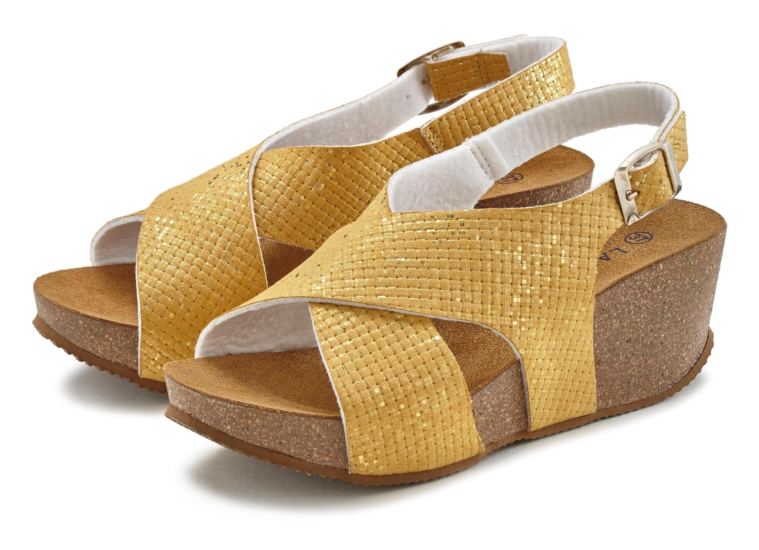 LASCANA Sandalette Sandalette, Sommerschuh mit Keilabsatz und Korkfußbett