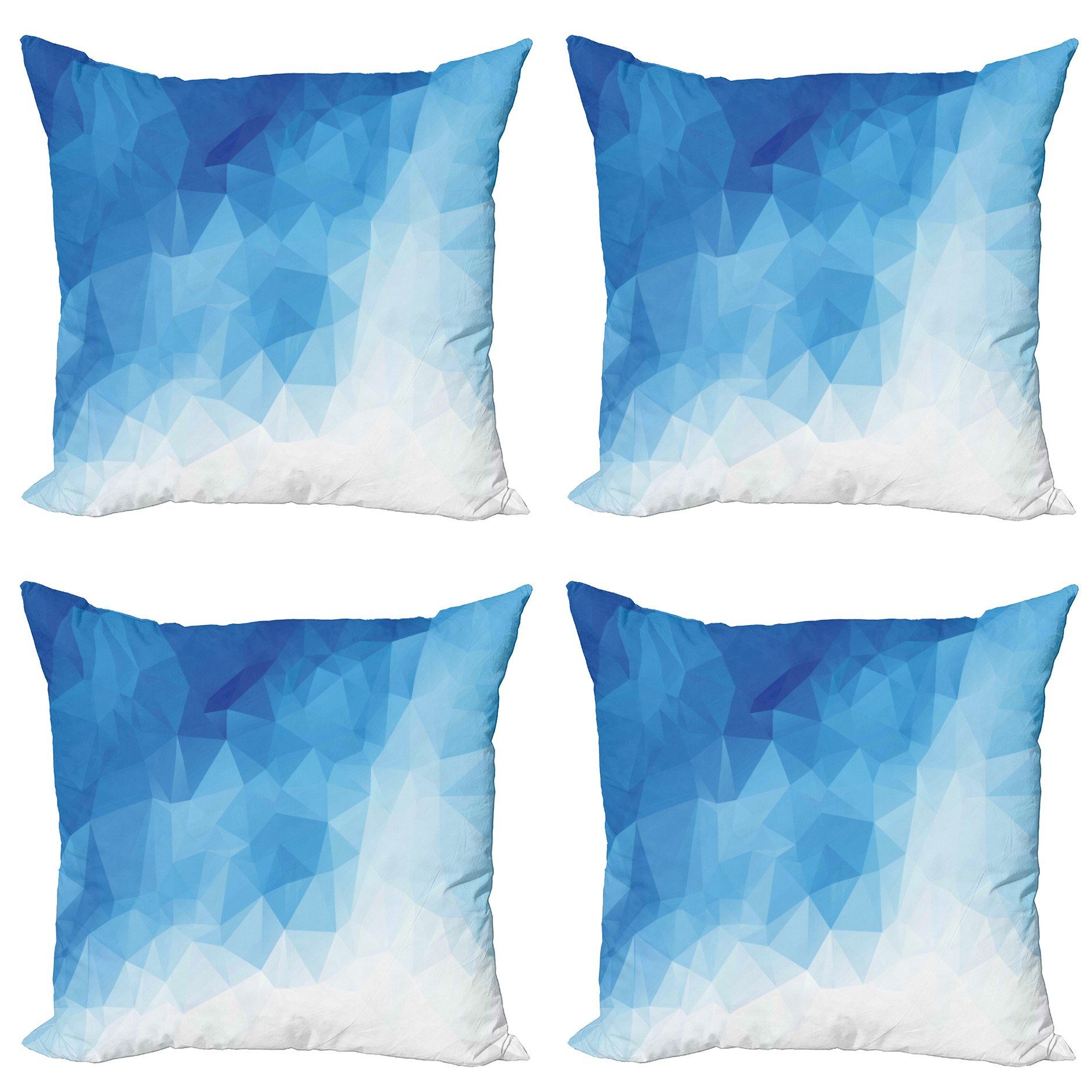 Kissenbezüge Modern Accent Doppelseitiger Digitaldruck, Abakuhaus (4 Stück), Blau Abstrakt Polygonal Ombre Art