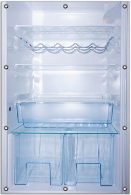 Wallario Sichtschutzzaunmatten Leerer Kühlschrank - offene Leere ohne Inhalt