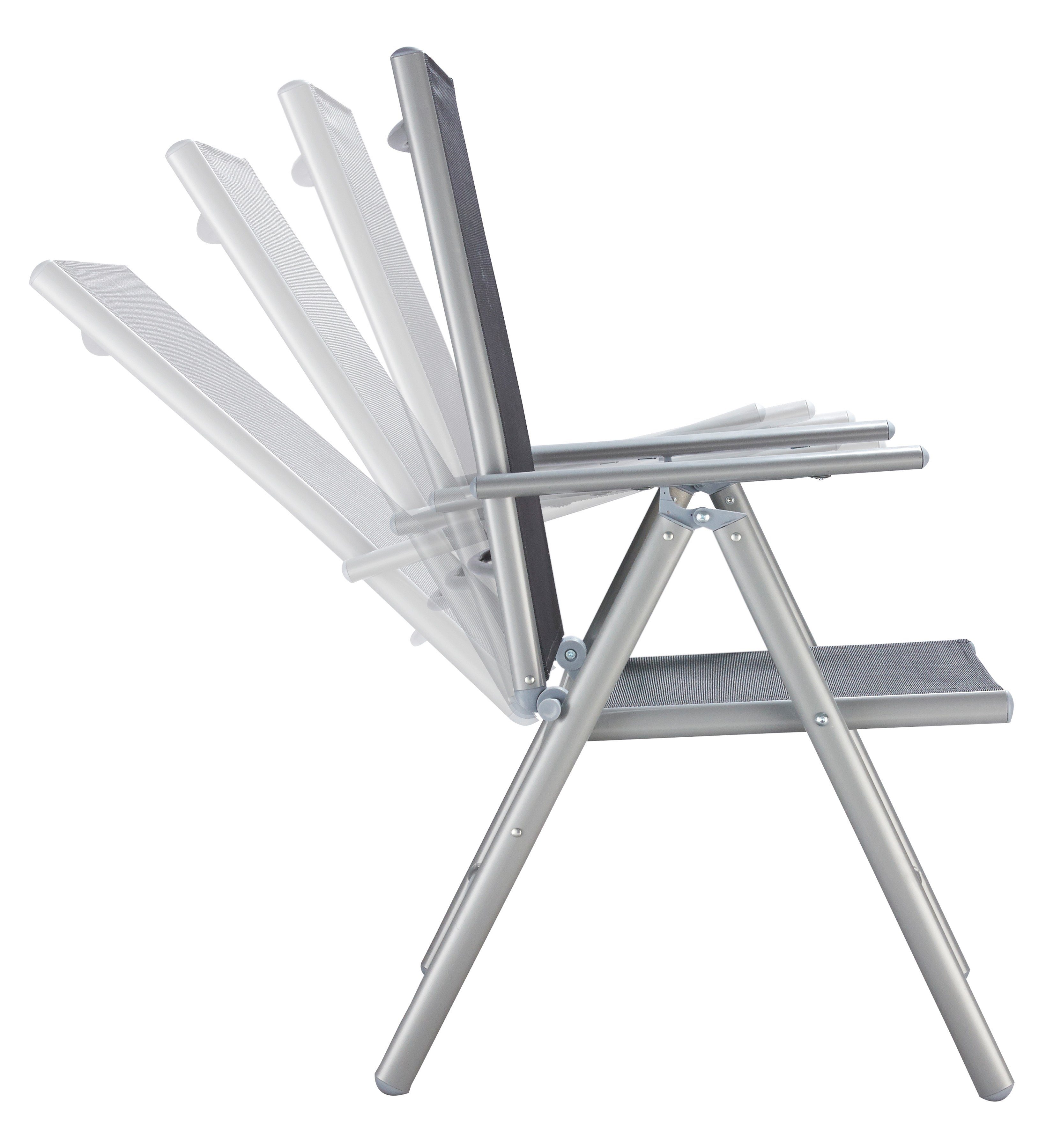 MERXX Balkonset Lima, (3-tlg., 2x Klappsessel, 1x Ausziehtisch 65(130)x65 cm), pulverbeschichtetes Aluminium, aus 100% Polyester, für 2 Personen