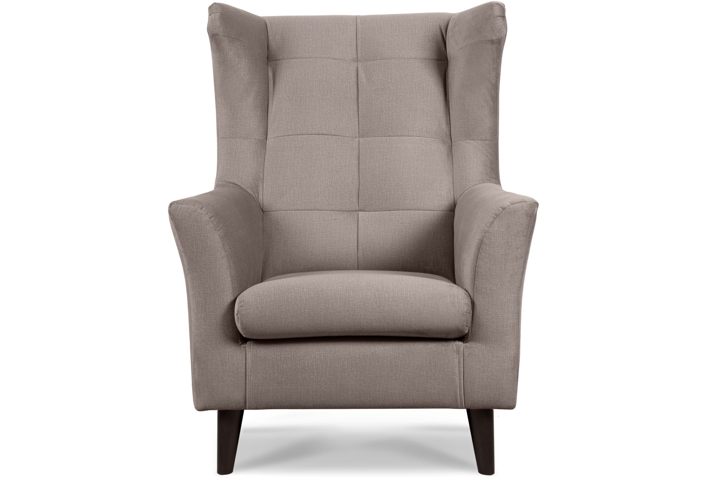 KONSIMO® Ohrensessel SALIS Sessel mit Armlehne, wasserabweisender Oberstoff,gewellte Feder und Schaumstoff im Sitz