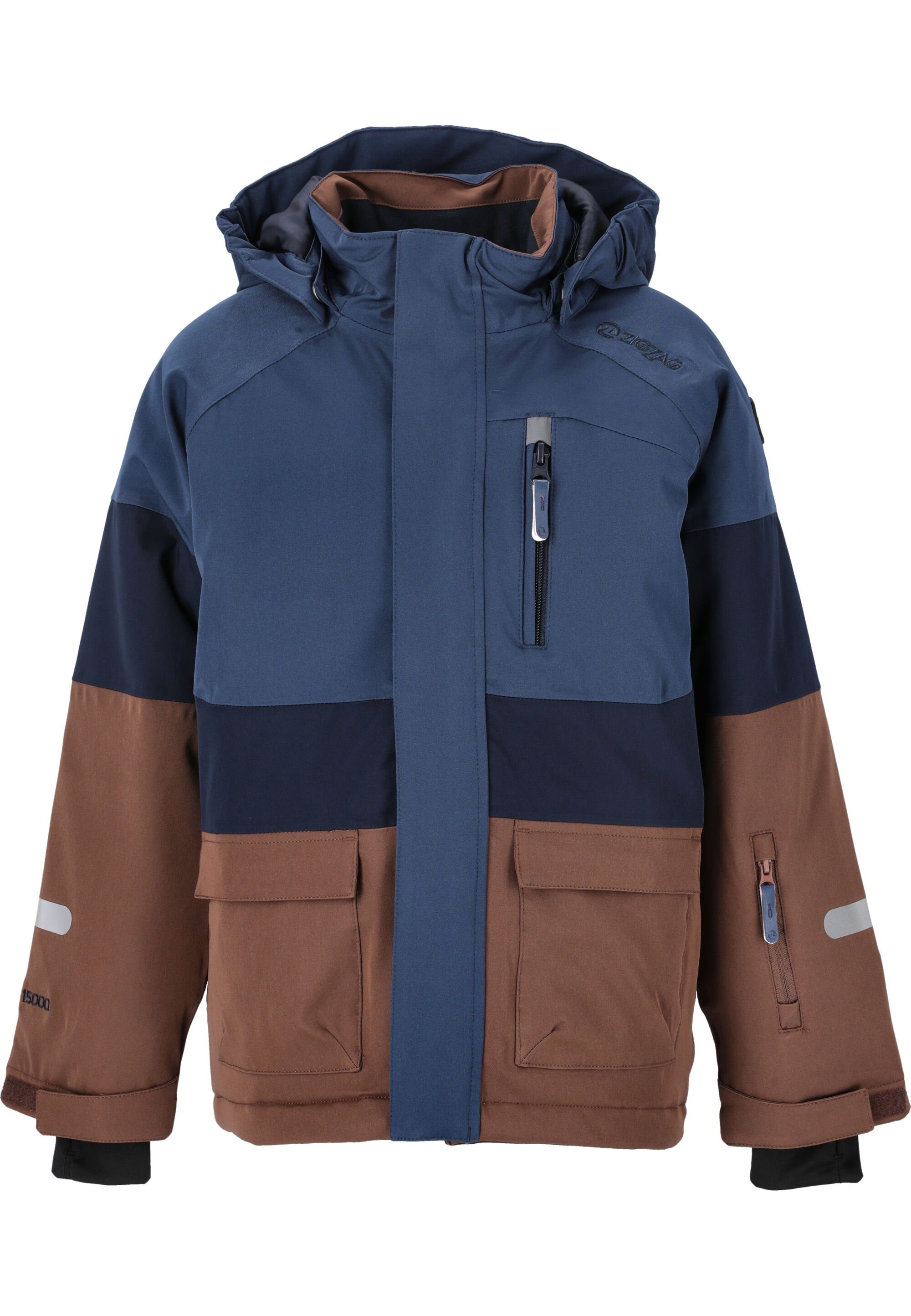 ZIGZAG Skijacke Taylora mit wind- und wasserdichter TPU-Membran blau-braun