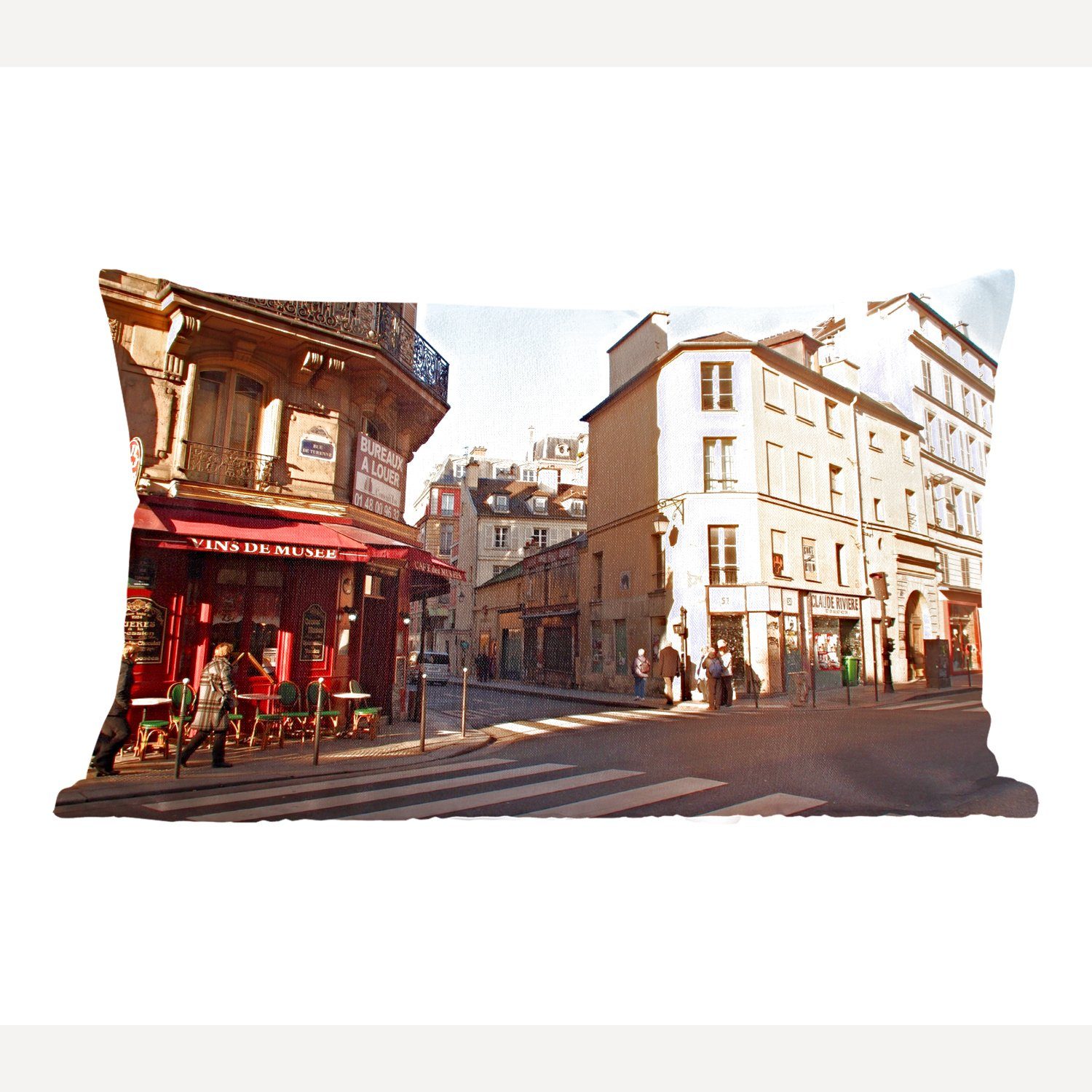 MuchoWow Dekokissen Die Pariser Straßenszene, Wohzimmer Dekoration, Zierkissen, Dekokissen mit Füllung, Schlafzimmer