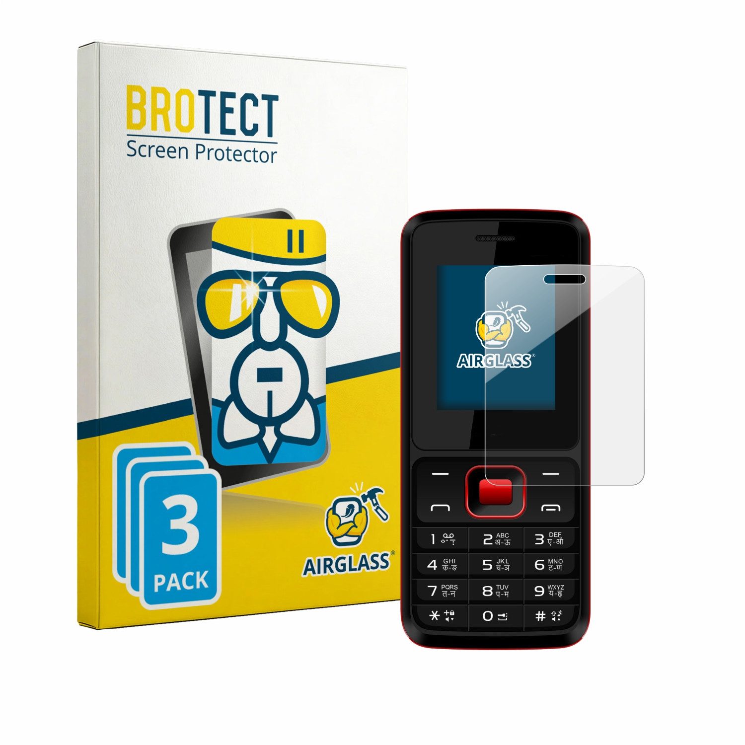 BROTECT Displayschutzglas Folie für Karbonn K19 Rock, 3 Stück, Schutzfolie Glas Panzer Display Schutz klar
