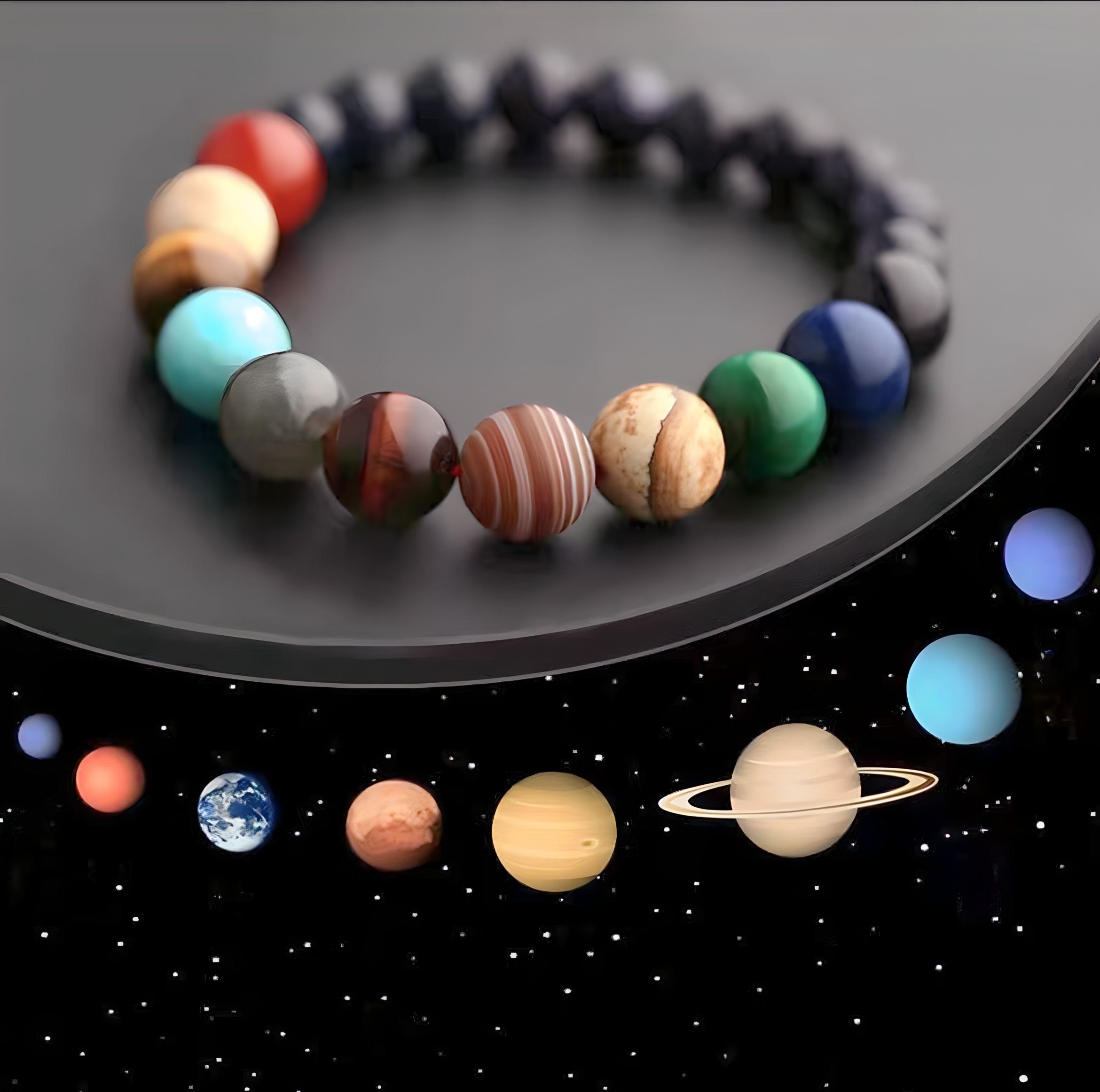 Stelby Armband Universum Armband Naturstein Perlen von Planeten günstig online kaufen