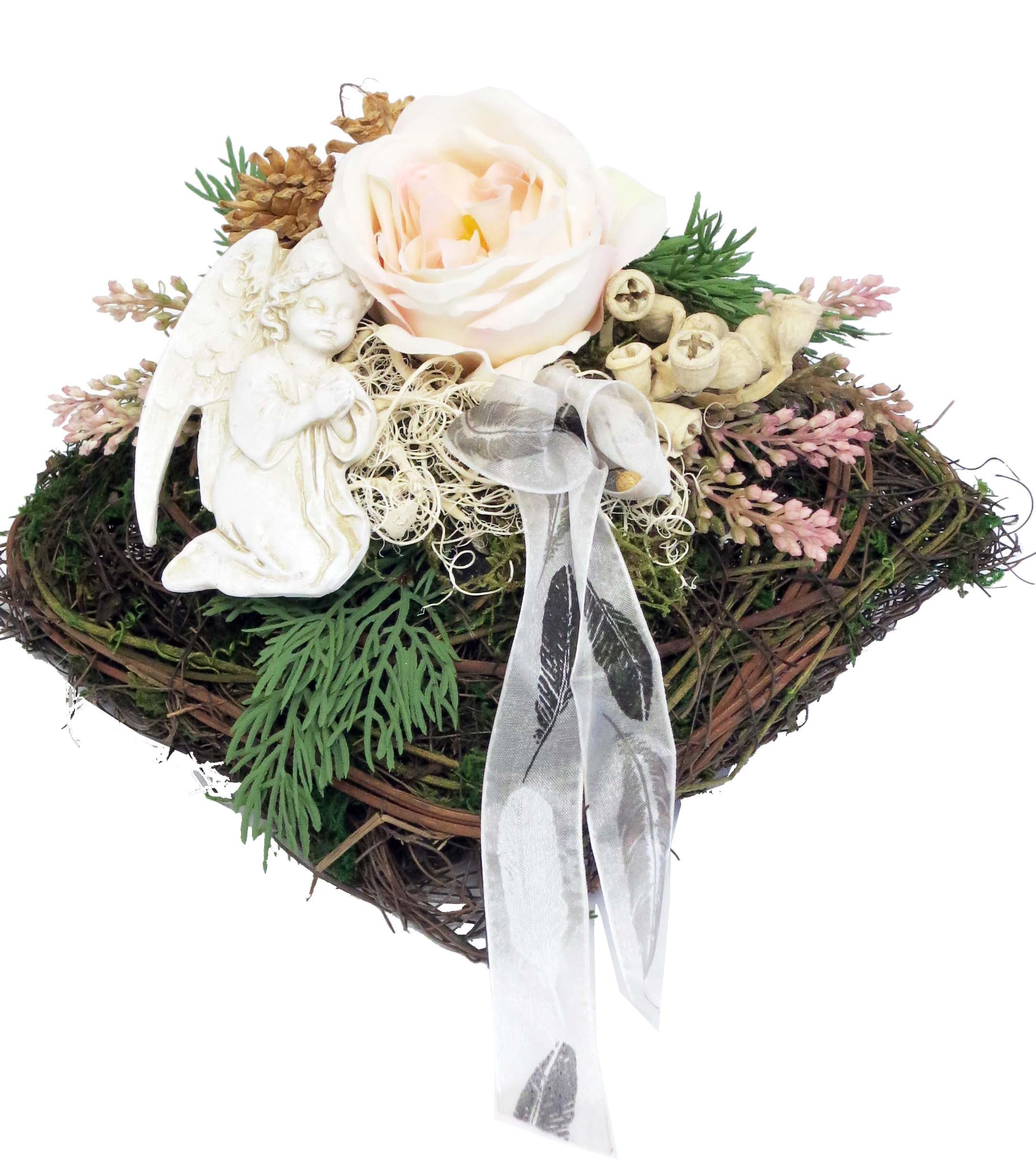 CreaFlor Home Dekokranz Grabschmuck, Handarbeit, Natur, Motiv: Engel