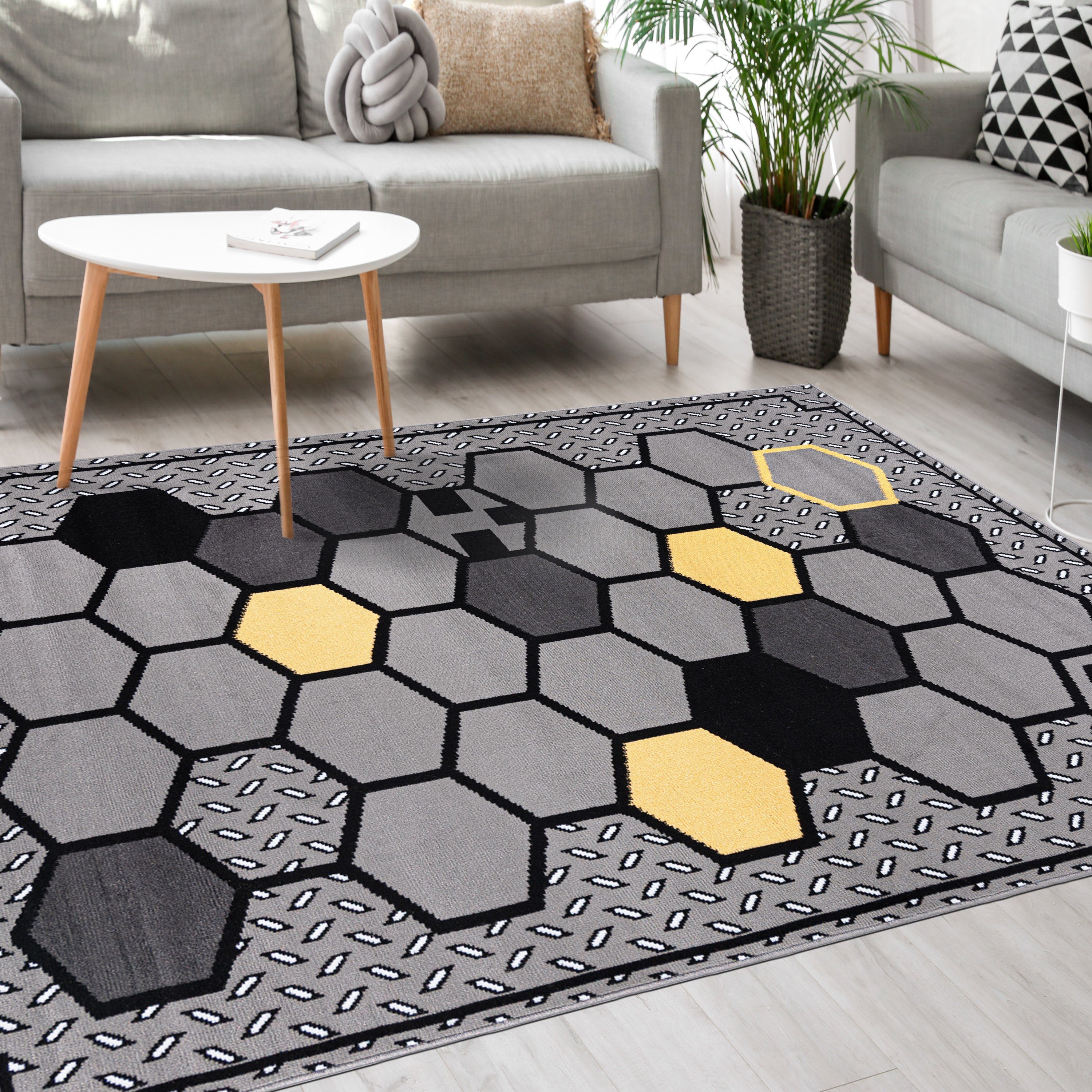 Das beliebteste dieser Woche Designteppich Modern Teppich Kurzflor geeignet, Wohnzimmerteppich 150 pflegeleicht Allergiker Pflegeleicht, Geometrisch Robust GRAU, 80 Fußbodenheizung, und Farbecht, Mazovia, x cm