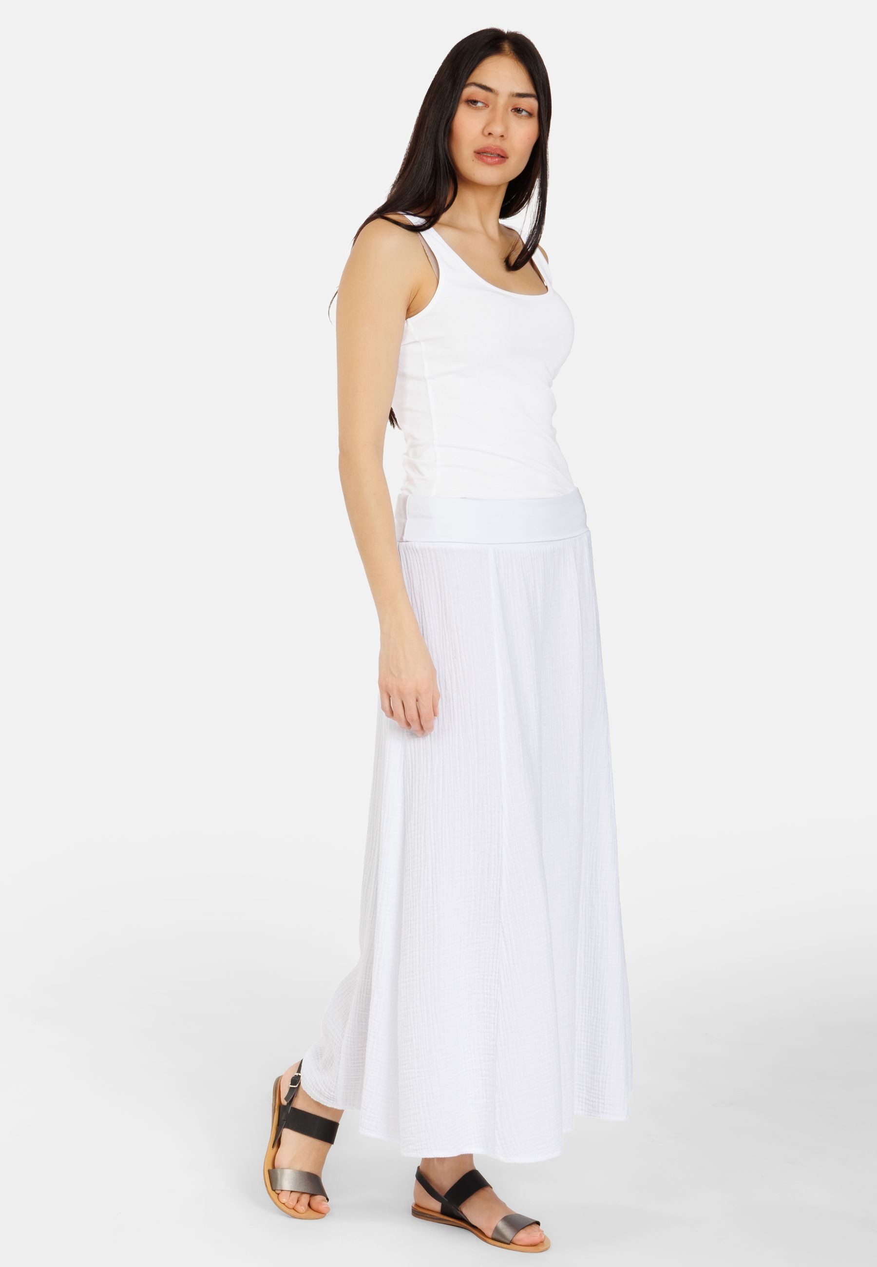 Caspar Maxirock Damen Musselin Maxi Rock lang 100% Baumwolle Made in Italy - Ro036 – Bild 2 von 5