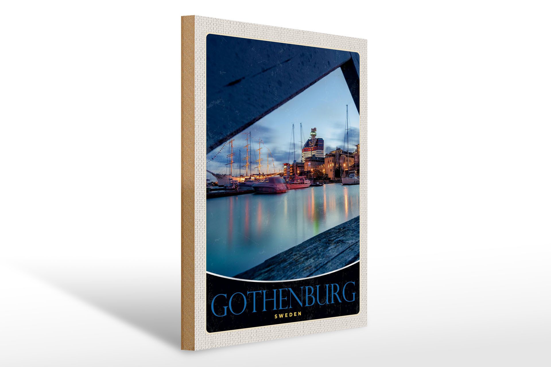 Holzbild Reise 30x40cm Schweden Gothenburg Europa