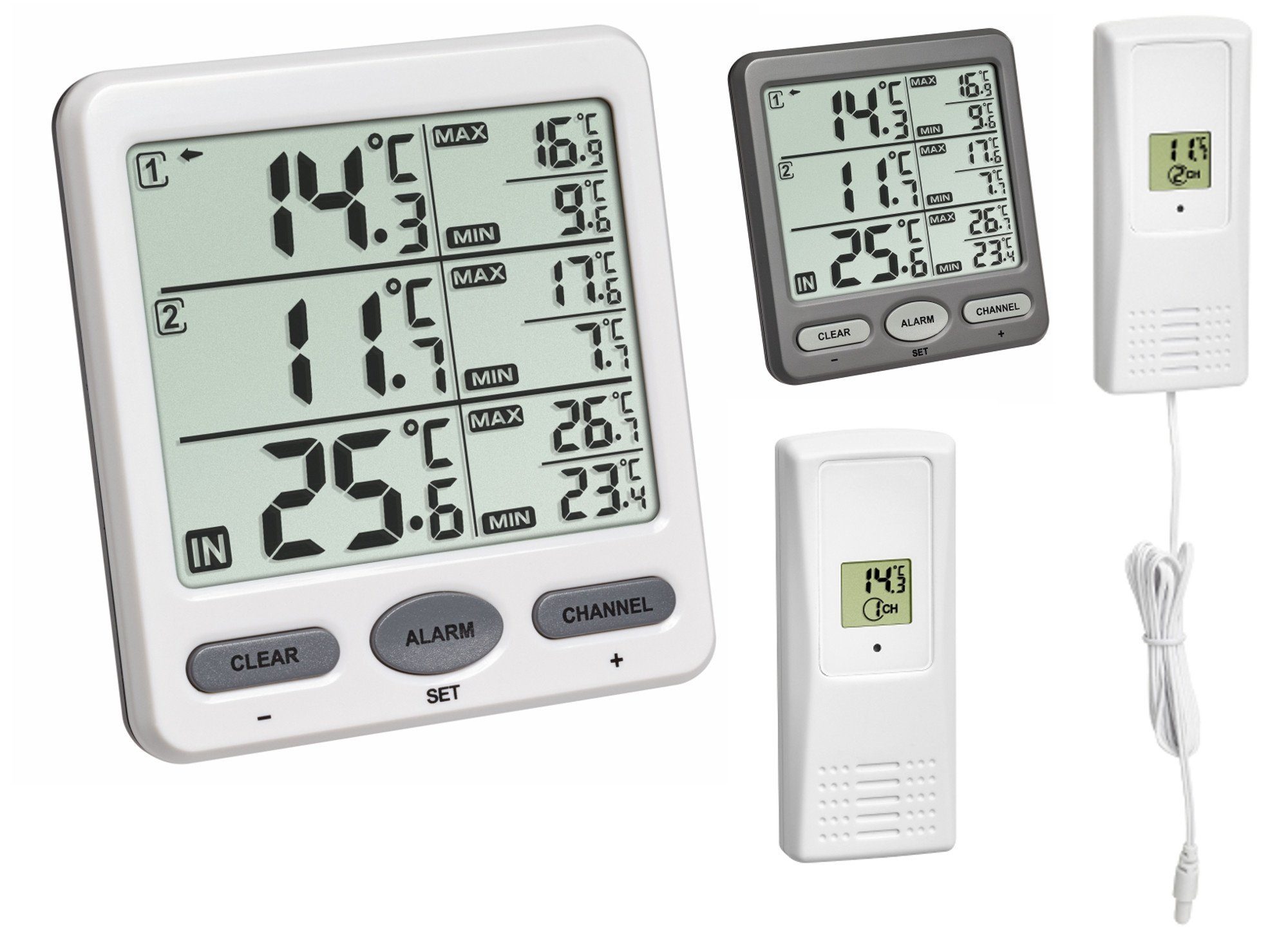 Raumthermometer Digitales Funk-Thermometer Trio TFA 30.3062 mit Außensender