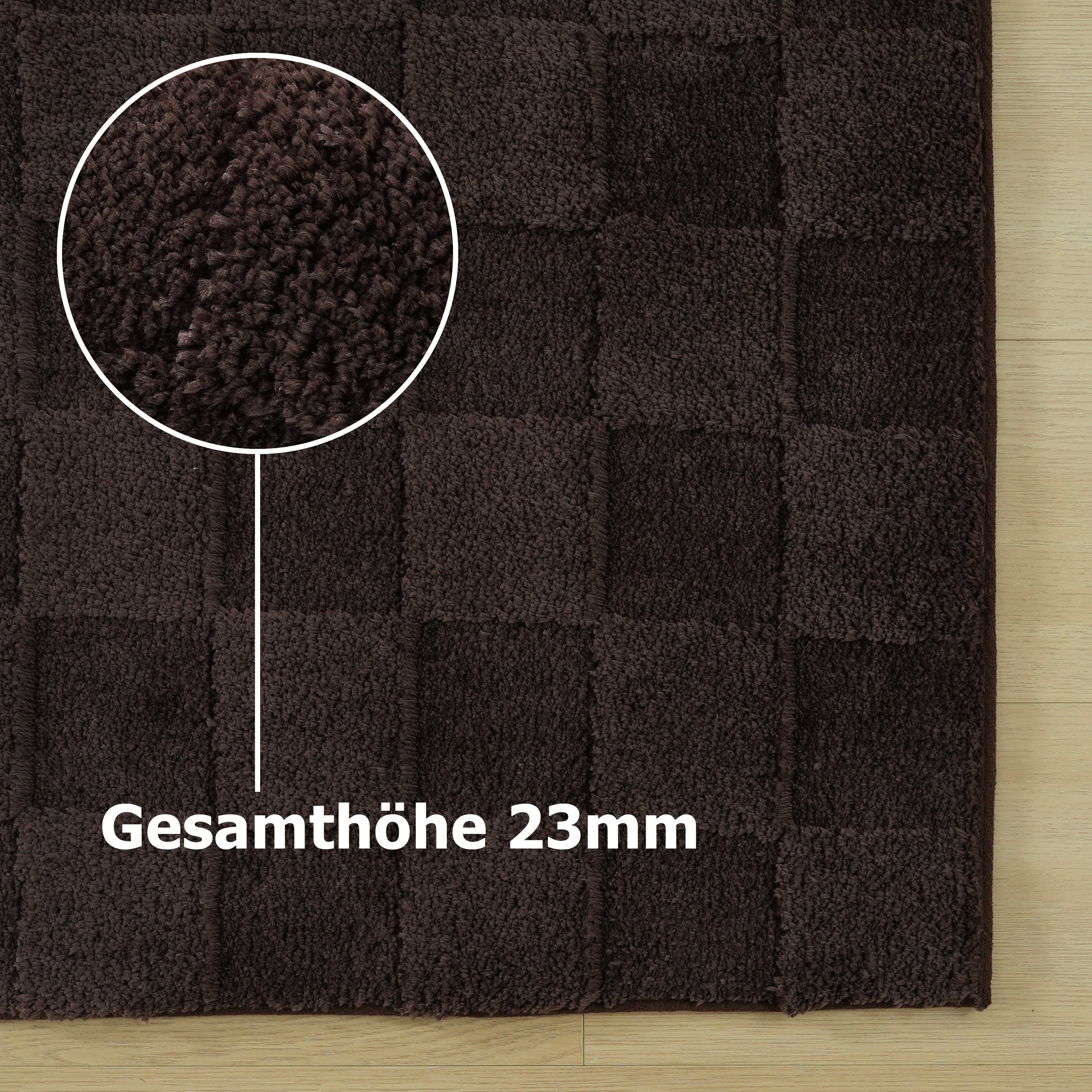 LeGer Home by Lena Gercke Teppich Esmé, Hochflor-Teppiche, weich, Boho, rechteckig, Höhe: 23 mm, Hoch-Tief-Struktur, Uni, Kästchen, Wohnzimmer, Schlafzimmer, Es – Bild 5 von 5