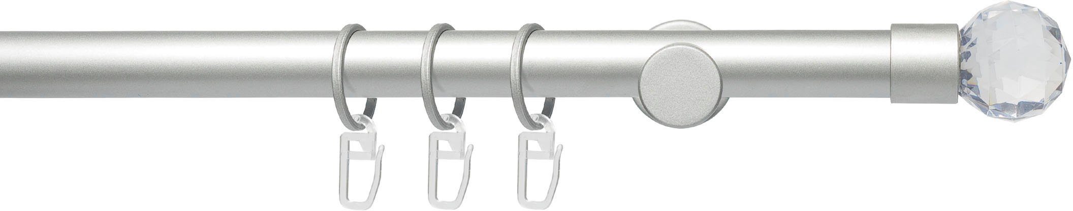 Liedeco Gardinenstange Fertigstilgarnitur 20 mm Power Facettkugel, Ø 2 mm, 1-läufig, Fixmaß, verschraubt, Eisen, Gardinenstange Komplett