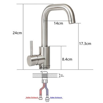 ZMH Waschtischarmatur Wasserhahn Bad Ausziehbar brause Mischbatterie Nickel