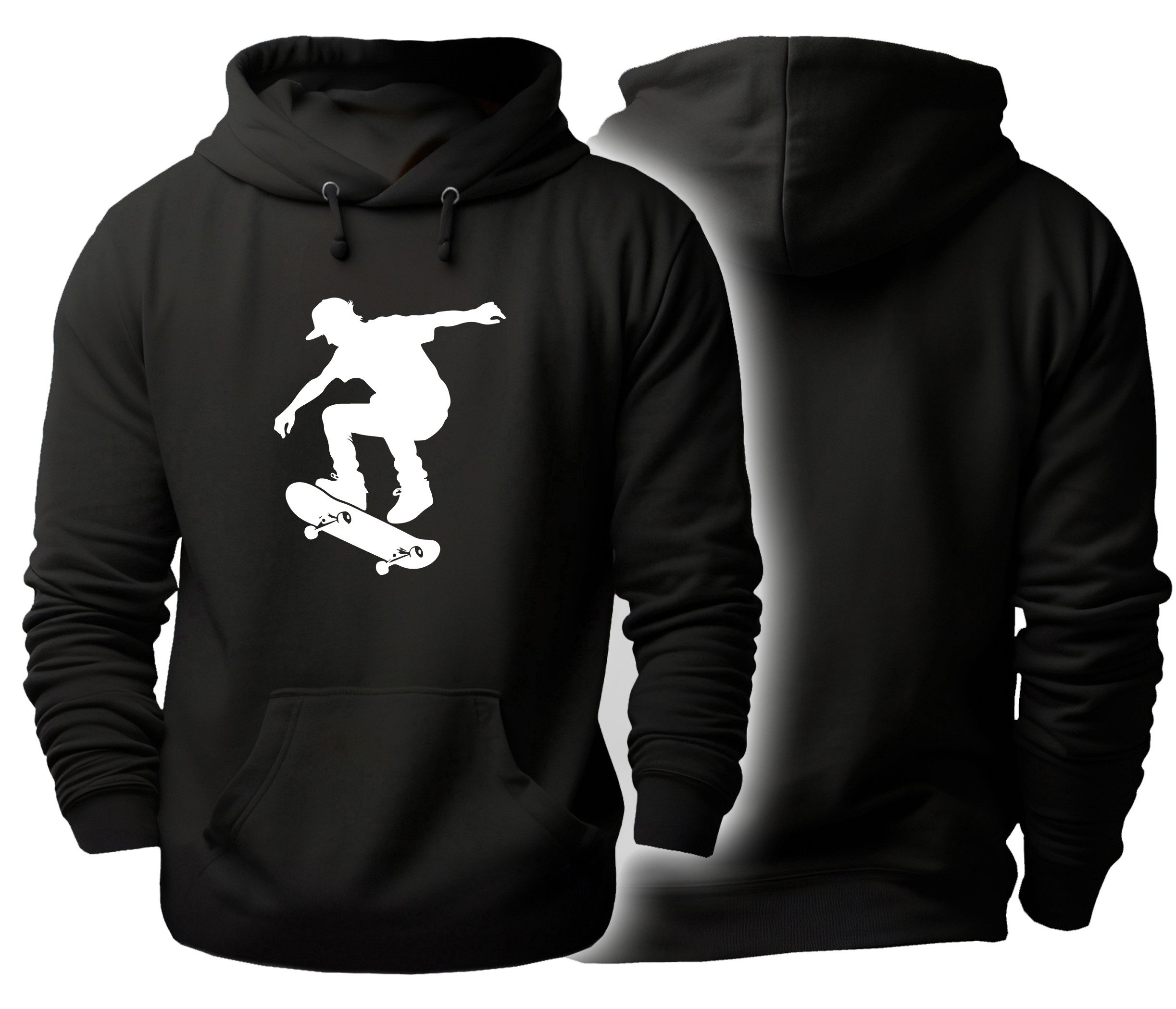 Hoodie Skater Kapuzen Pulli - Skateboarder beim Sprung
