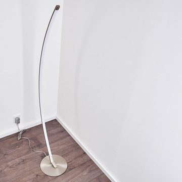 hofstein Stehlampe »Burgio« LED Stehleuchte/Metall in Nickel matt, 3000 Kelvin, Stehleuchte mit gebogenem Lampenschirm, 800 Lumen, mit Touchdimmer