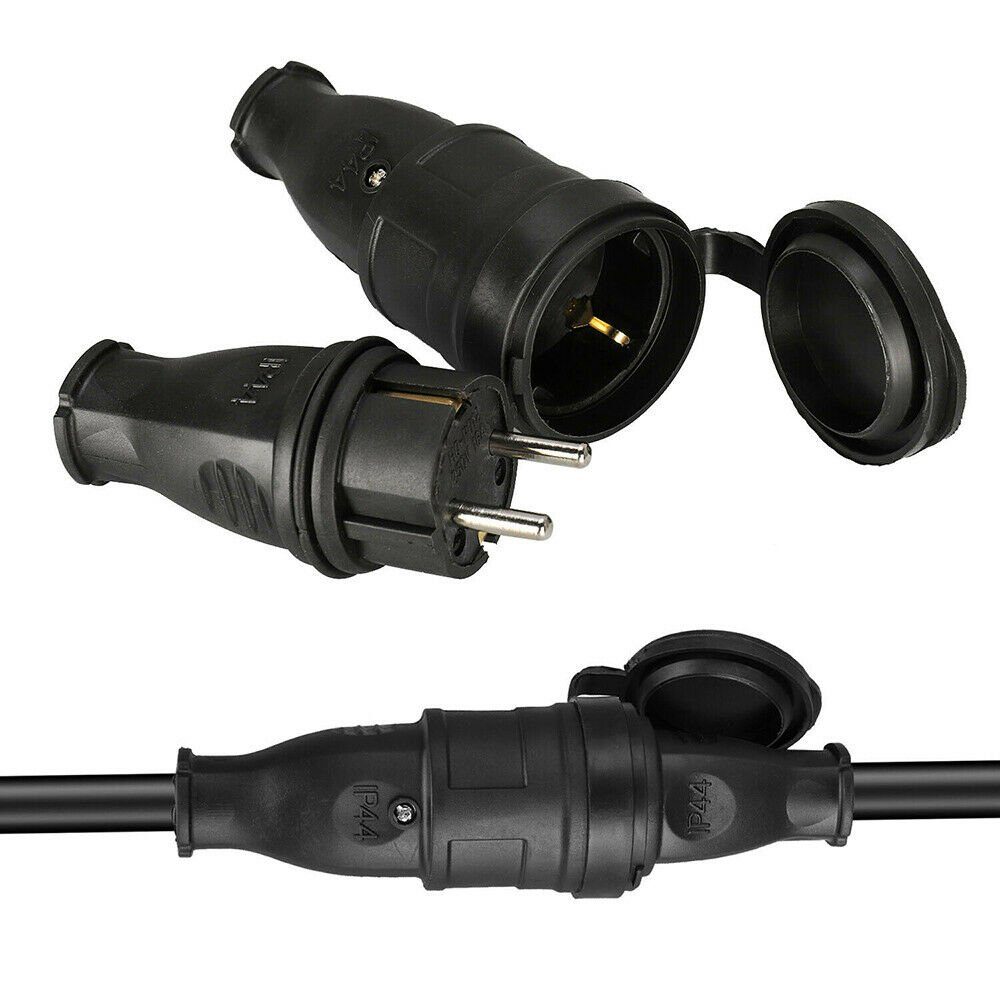 XERSEK Steckdose 10tlg Schuko Stecker Kupplung Schutzkontakt Buchse Gummi-Kupplung, Schukostecker IP44 250V/16A Gummikupplung Gummistecker Steckdose, 10-St. – Bild 5 von 5