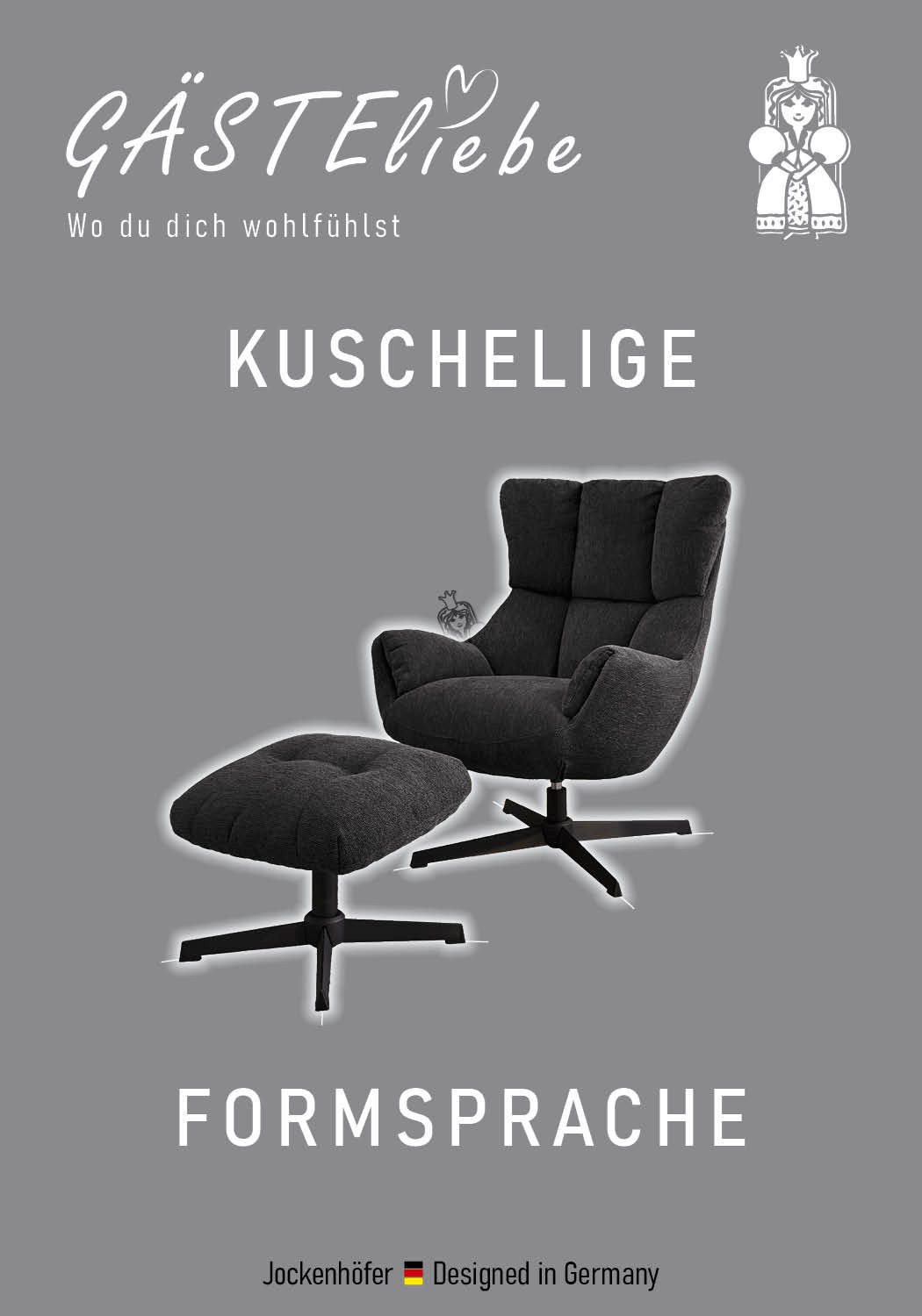Jockenhöfer Gruppe Relaxsessel Melania, B: 73 cm, Sitzhöhe: 45 cm, Set: mit Hocker, 360° Drehfunktion, kuscheliger Webstoff