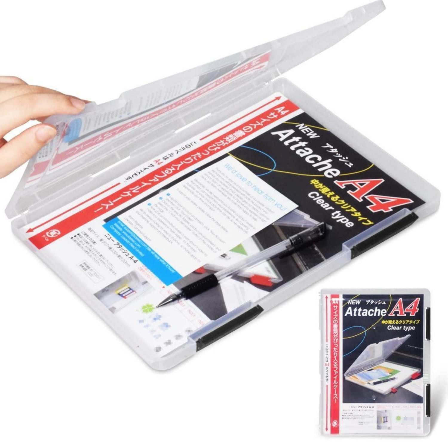 LuxusKollektion Organizer A4 Aktenbox Transparent PP Schwarz