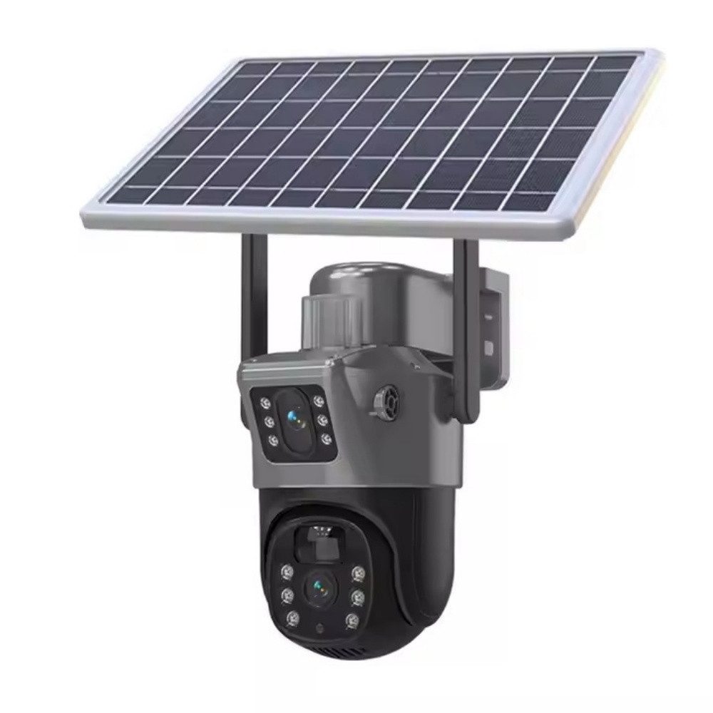 ANTCOOL Überwachungskamera WiFi Solar-Überwachungskamera Außen Doppellinse PTZ, IP66