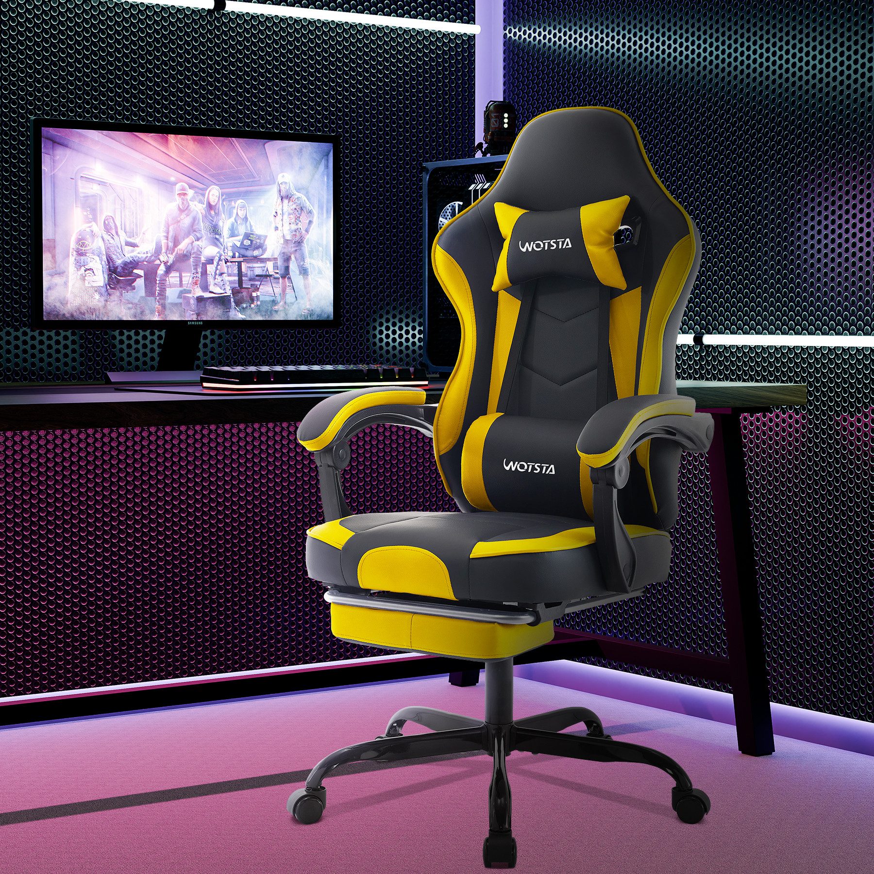 Odikalo Gaming-Stuhl Computerstuhl Bürostuhl Ergonomisch Polsterstuhl günstig online kaufen