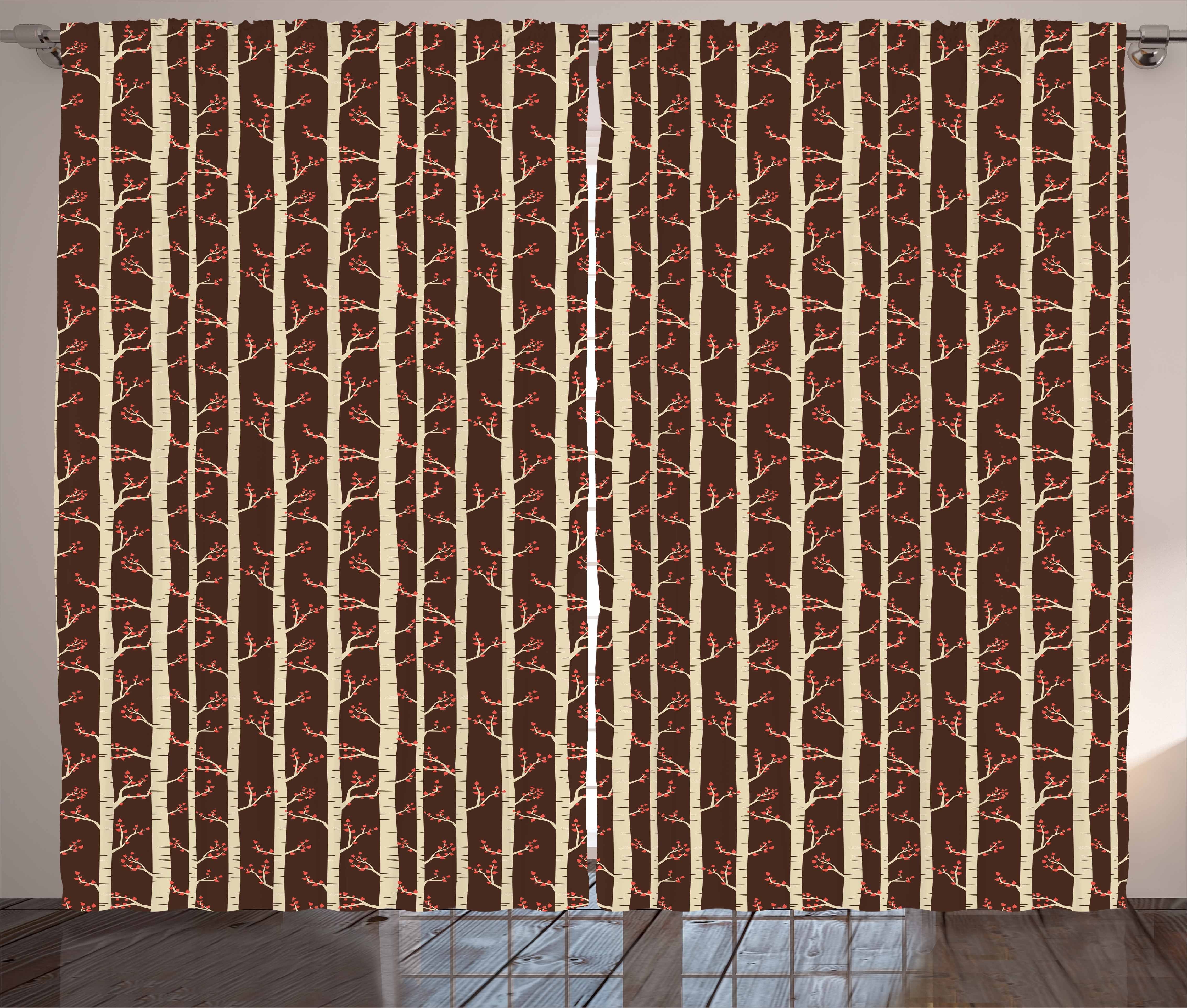 Gardine Schlafzimmer Kräuselband Vorhang mit Schlaufen und Haken, Abakuhaus, Wald Birken im Herbst