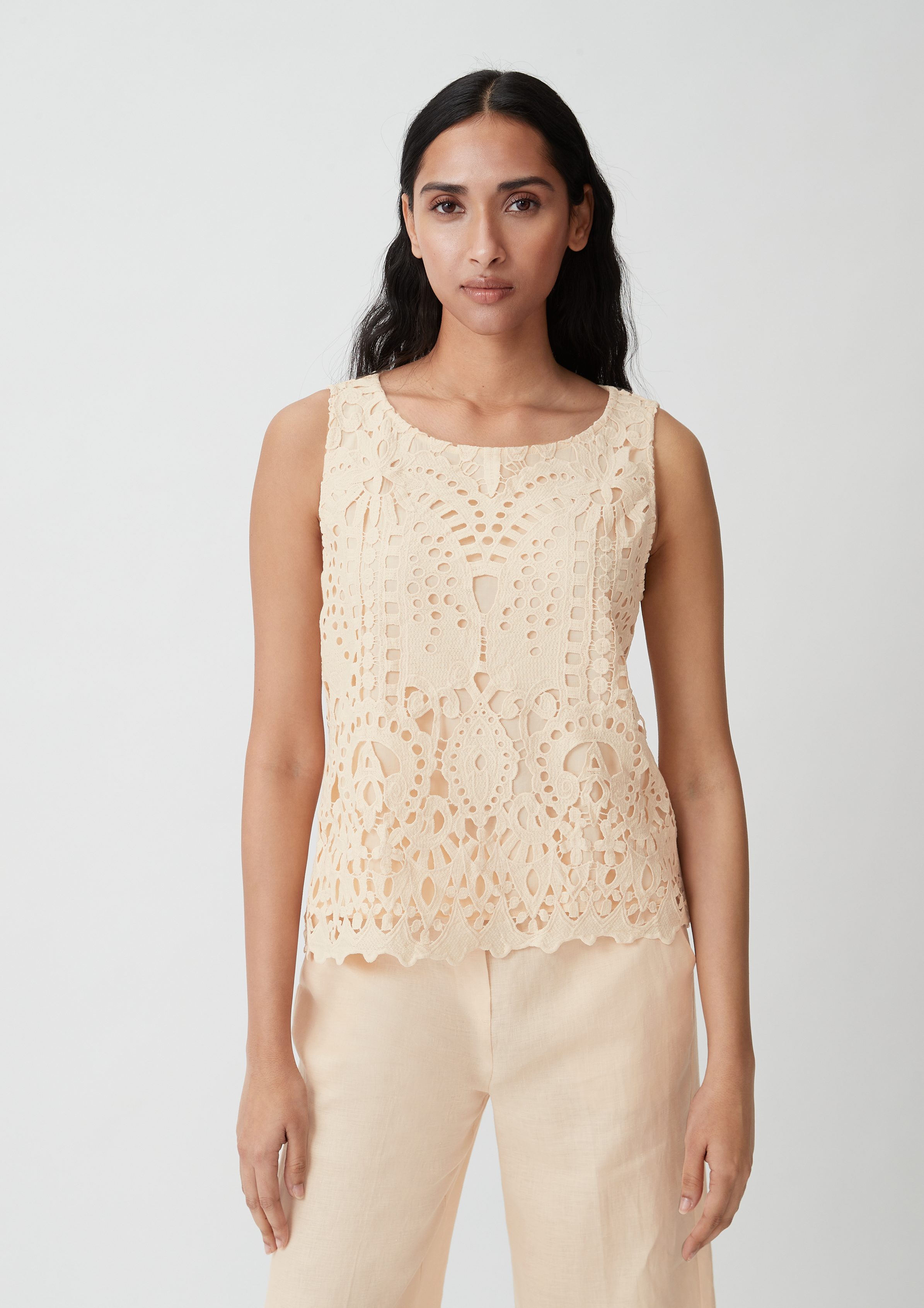 Comma Blusentop Blusentop aus Broderie Anglaise