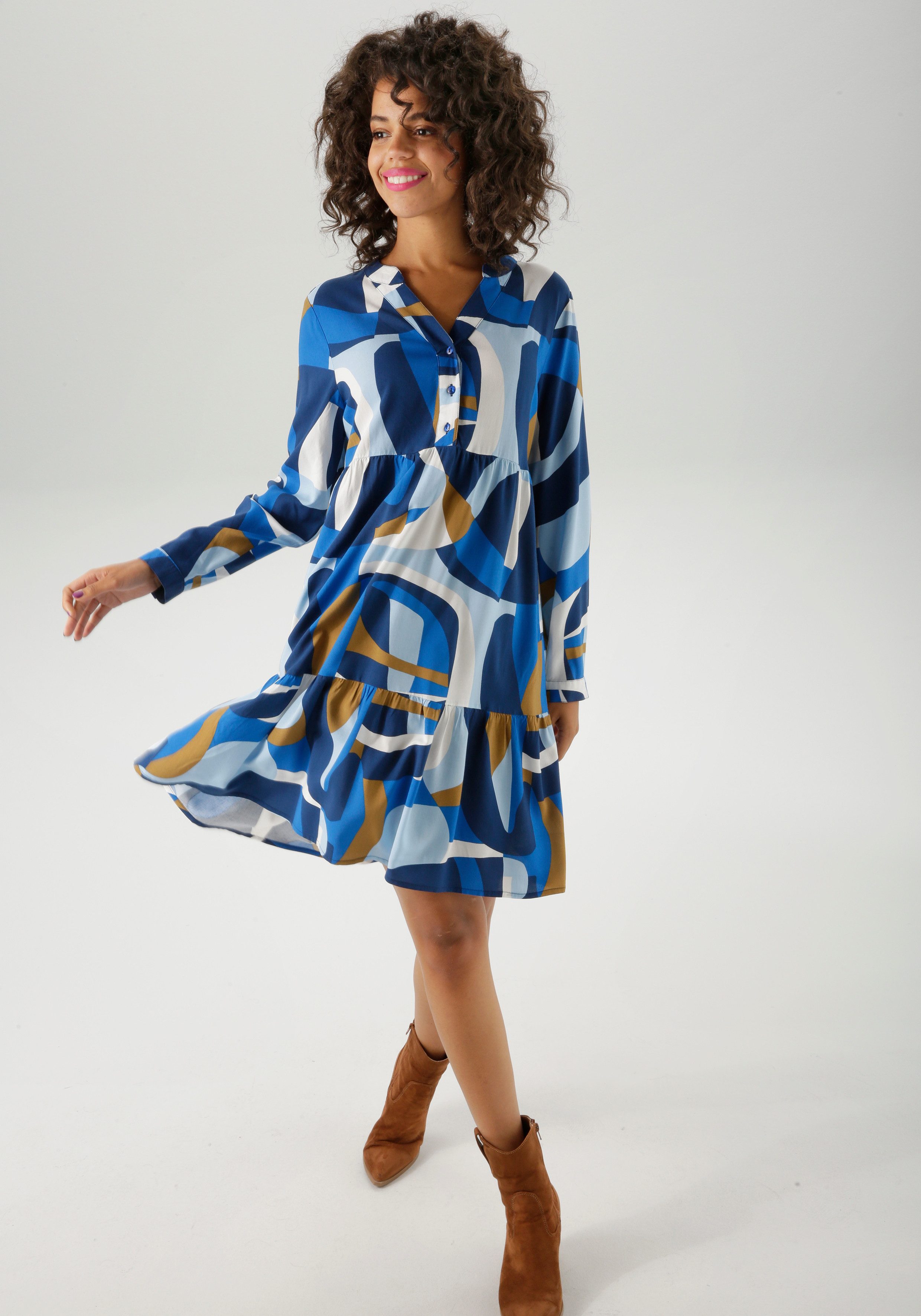 Aniston CASUAL Tunikakleid mit großflächigem, grafischen Druck günstig online kaufen