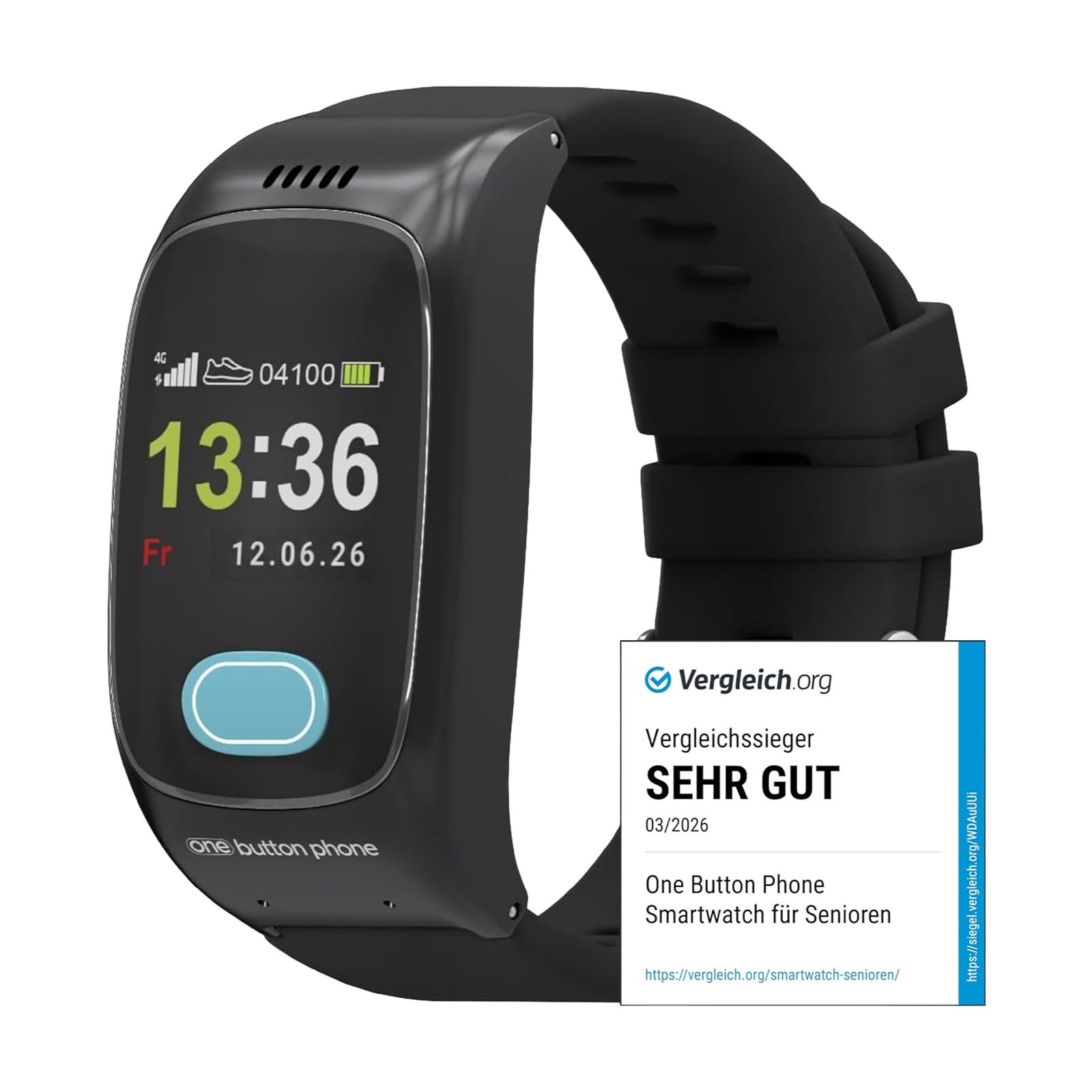 one button phone Senioren Smartwatch SOS Notfalluhr Notrufuhr GPS Smartwatch, SOS-Taste, automatische Sturzerkennung und GPS-Ortung