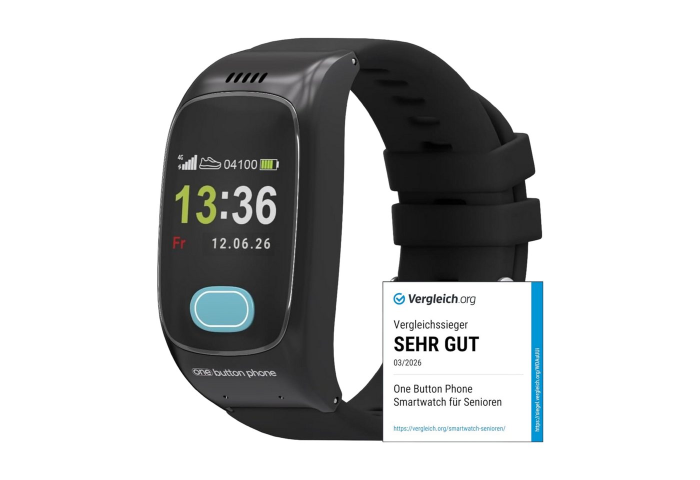 one button phone Notfallarmband GPS&SOS Notruf mit Sturzerkennung Smartwatch, SOS-Taste, automatische Sturzerkennung und GPS-Ortung