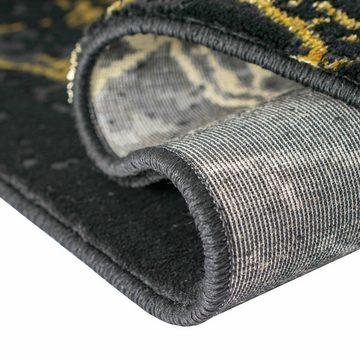 Teppich Teppich Design Wohnzimmerteppich Marmor Optik in schwarz gold, TeppichHome24, rechteckig