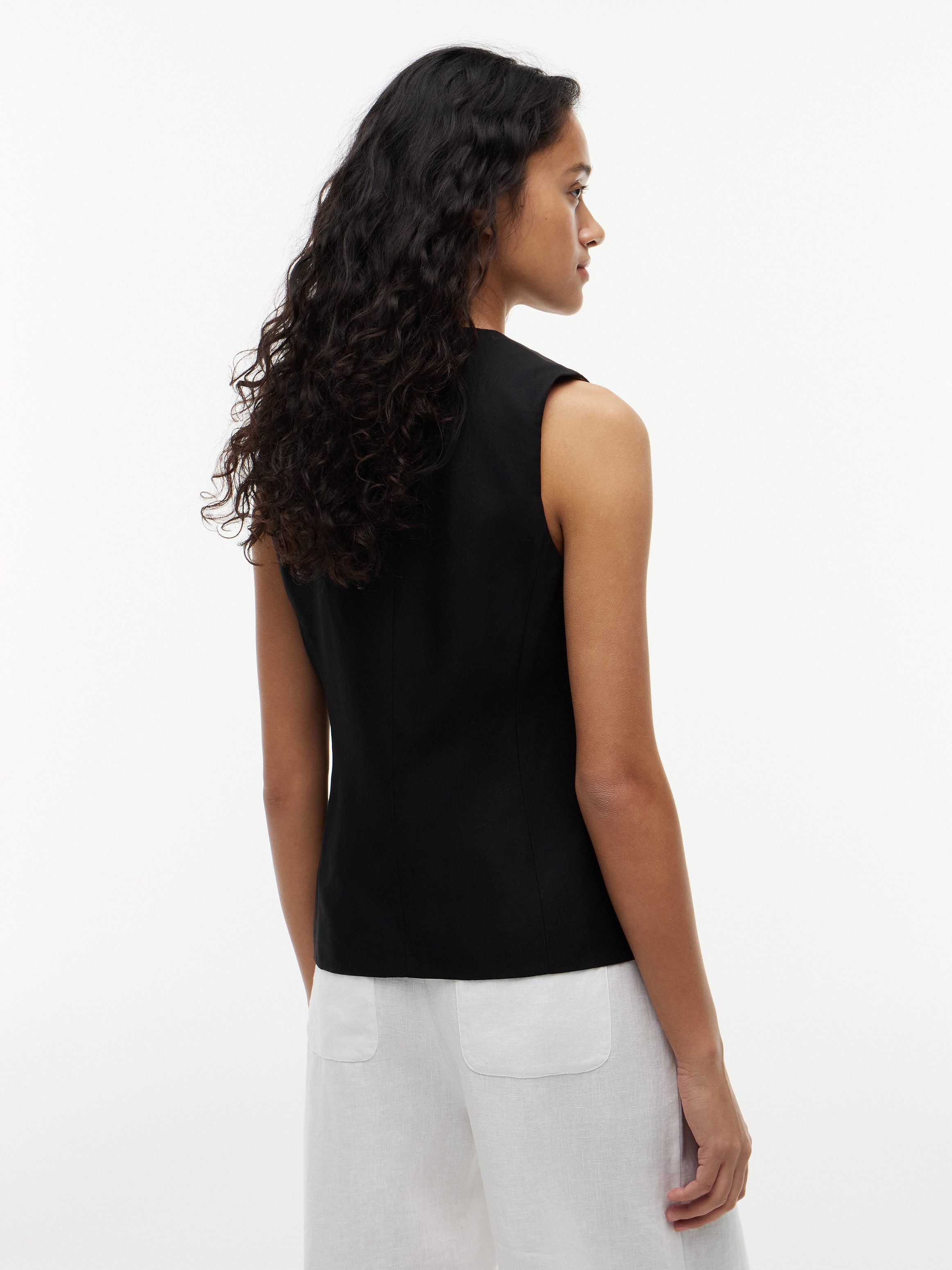 Tommy Hilfiger Anzugweste SUMMER LYOCELL LONG WAISTCOAT Materialmix mit Leinen