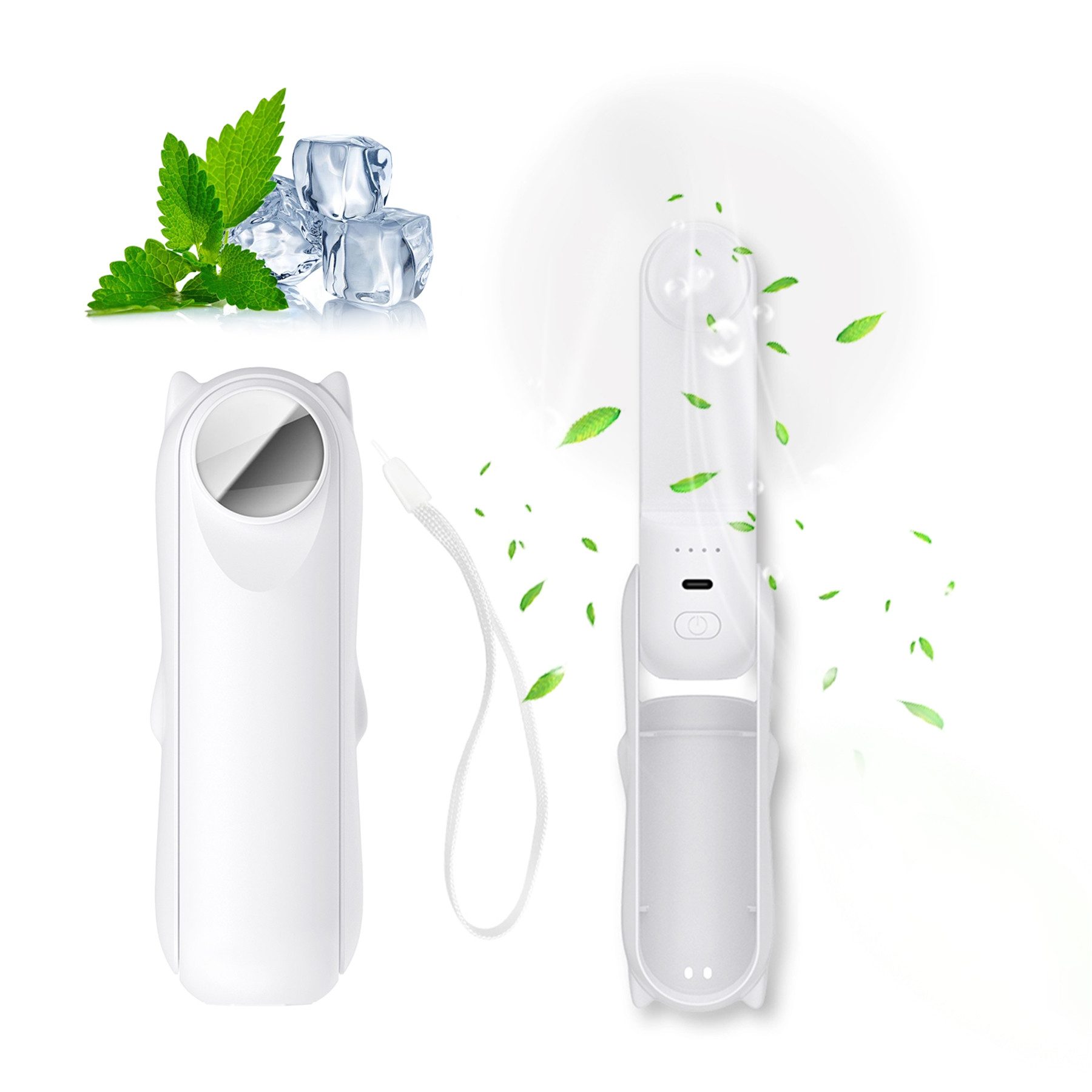 Senmudi Mini USB-Ventilator Mini Handventilator 3 IN 1tragbarer, mit 2500 mAh Powerbank USB Akku, Faltbare Taschenventilator,mit 3 Geschwindigkeiten für Frauen Outdoor