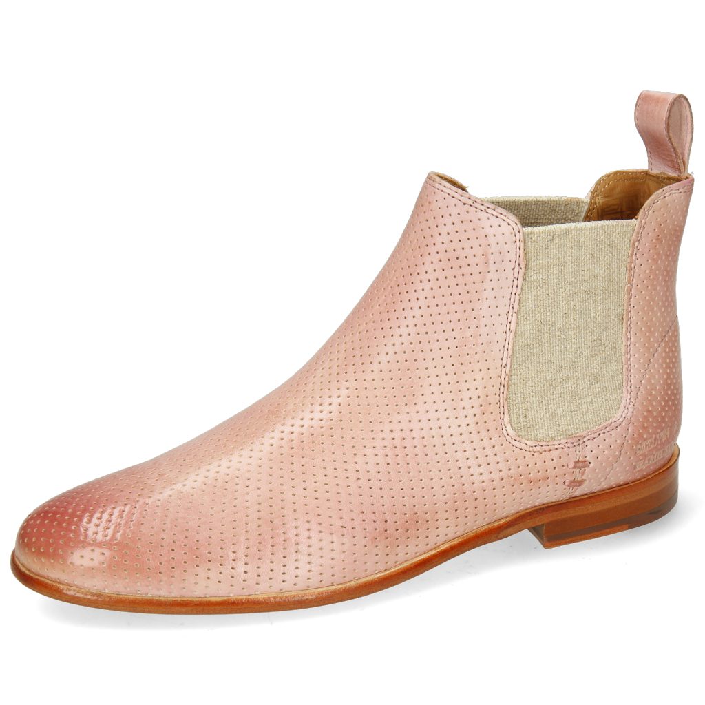 Melvin & Hamilton Susan Lino Imola Elastic Rose Perfo Stiefelette 10 Pale