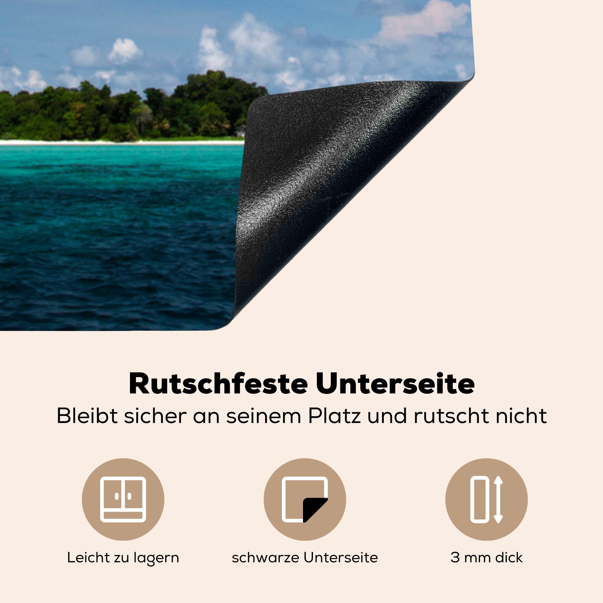 MuchoWow Herdblende-/Abdeckplatte Insel Sipadan, Vinyl, cm, für Arbeitsplatte küche Ceranfeldabdeckung, 78x78 (1 tlg)