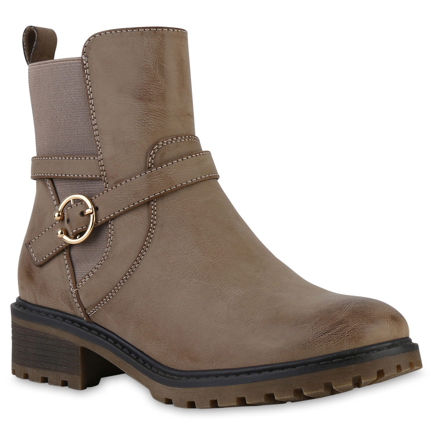 VAN HILL 841336 Bikerboots Damen Leicht Gefütterte Biker Boots Stiefeletten günstig online kaufen