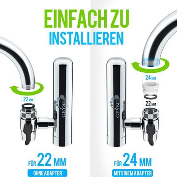 GEYSER water filters Wasserhahnfilter EURO Wasserfilter 3000 l Kapazität inkl. Aragon Kartusche, für Küchenarmatur, Wasser-Filtersystem