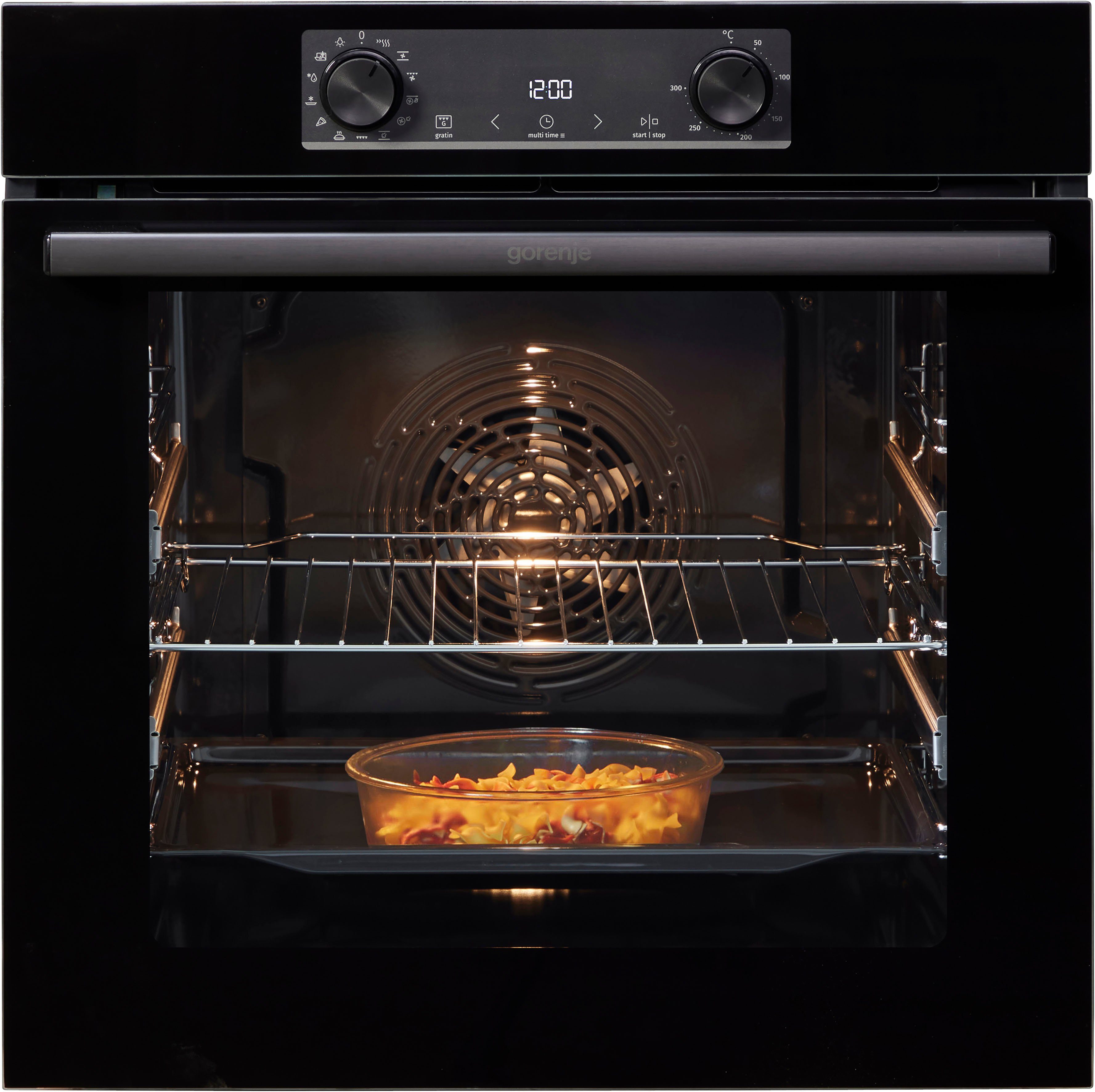 Backofen BPS6737E09BGOT, GORENJE 2-fach-Teleskopauszug, ExtraSteam Pyrolyse-Selbstreinigung, mit