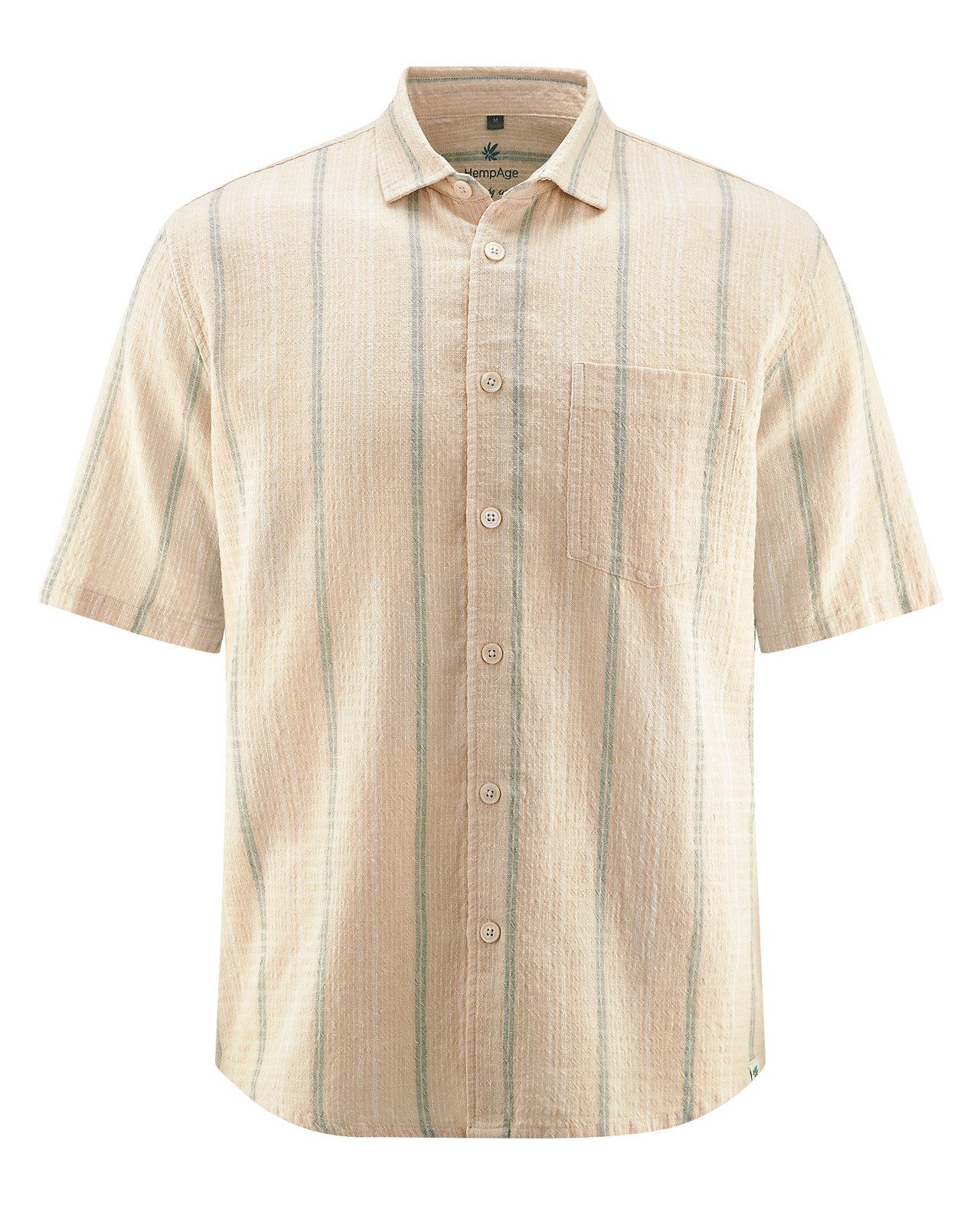 HempAge Streifenhemd Herren Streifenhemd aus Hanf/Bio-Baumwolle Casual Fit